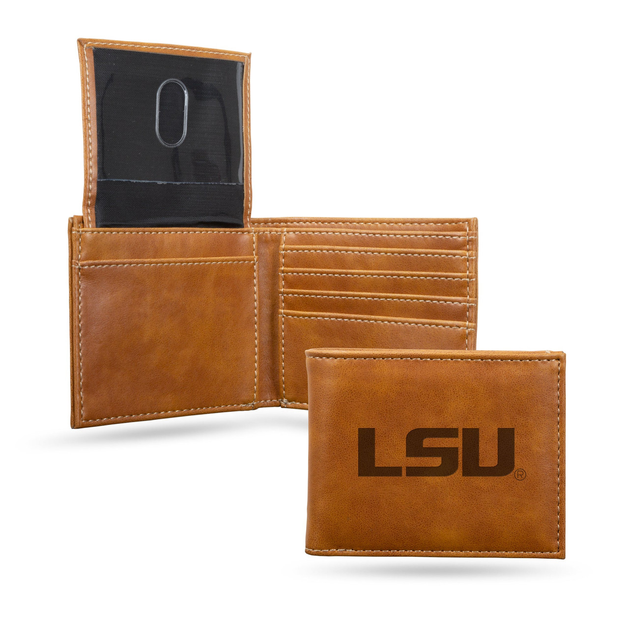 LSU Tigers Laser Engraved Billfold Leather Wallet