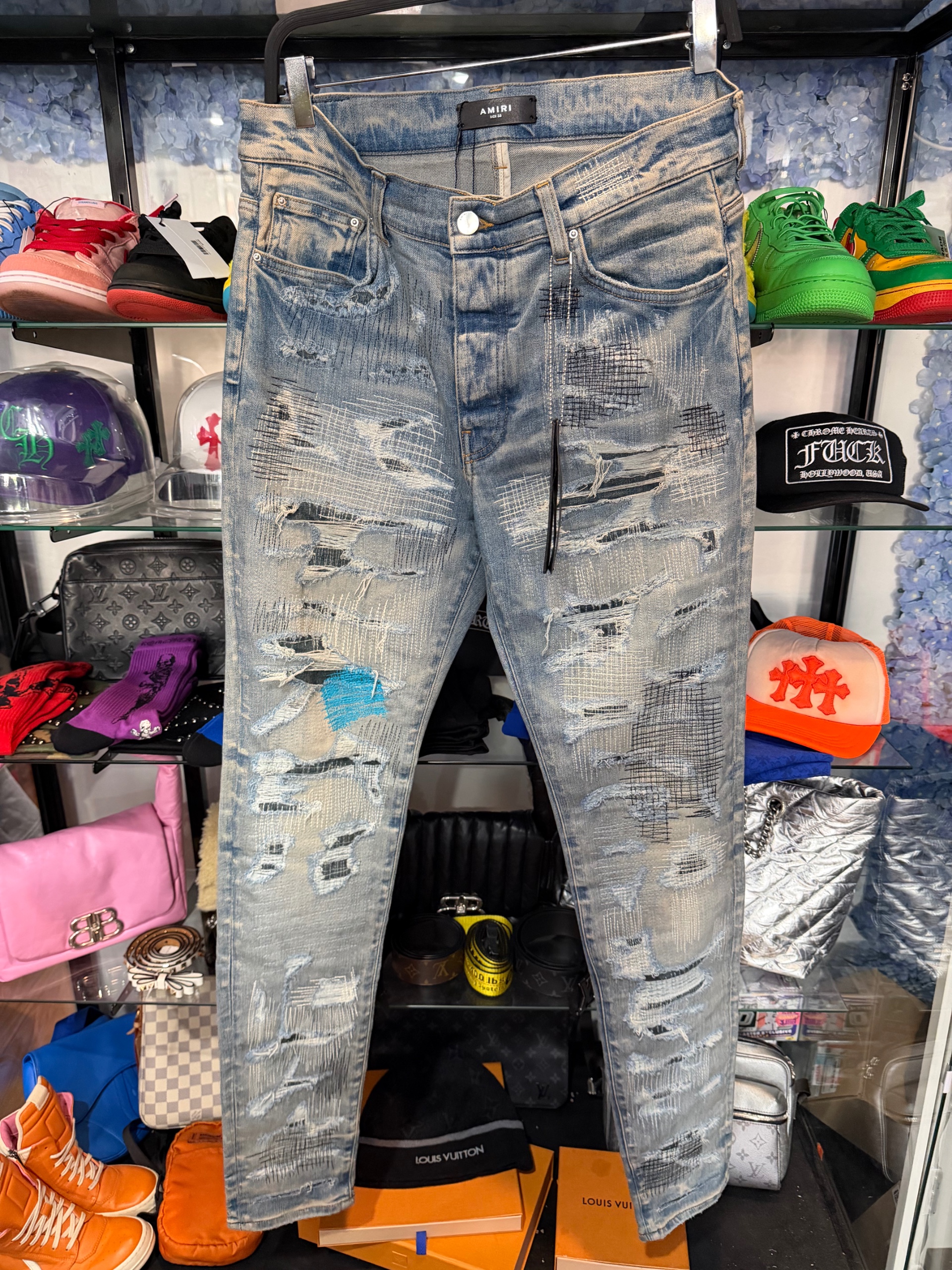 Amiri All Over Repair Jean 'Clay Indigo' ( USED )