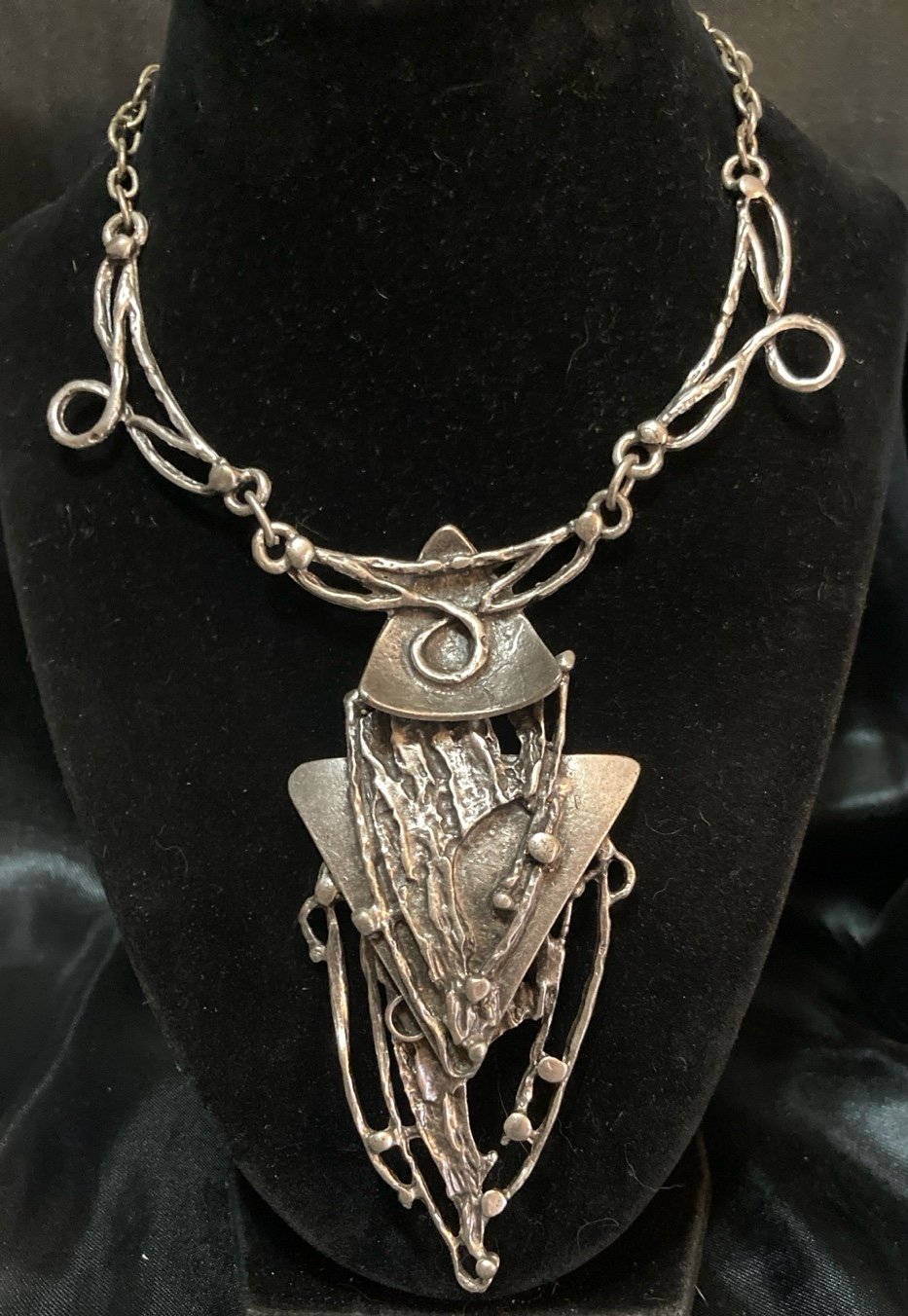 HUGE BOHEMIAN PEWTER? Statement Necklace