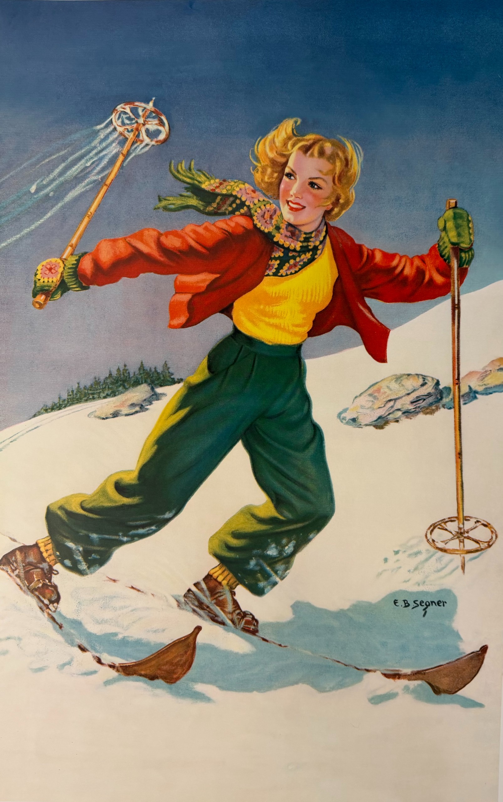 1930s Blonde Skier 24x34