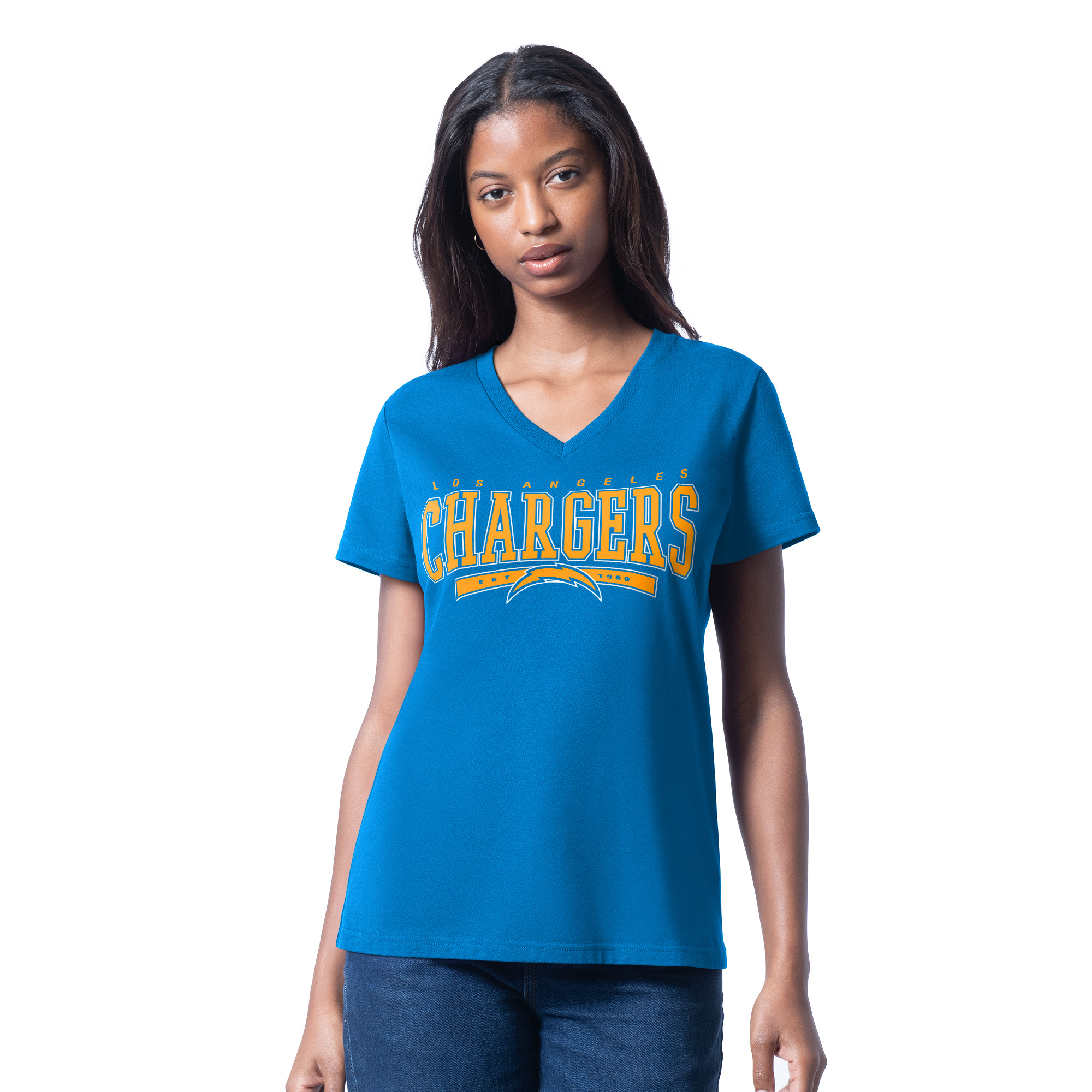 Los Angeles Chargers Ladies Heather Powder Blue g-III Endzone Shirt