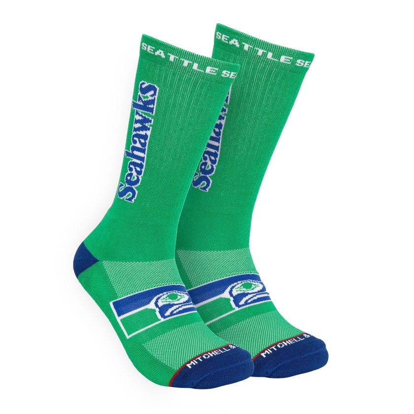 Seattle Seahawks Retro Mitchell and Ness Kickoff Crew Socks