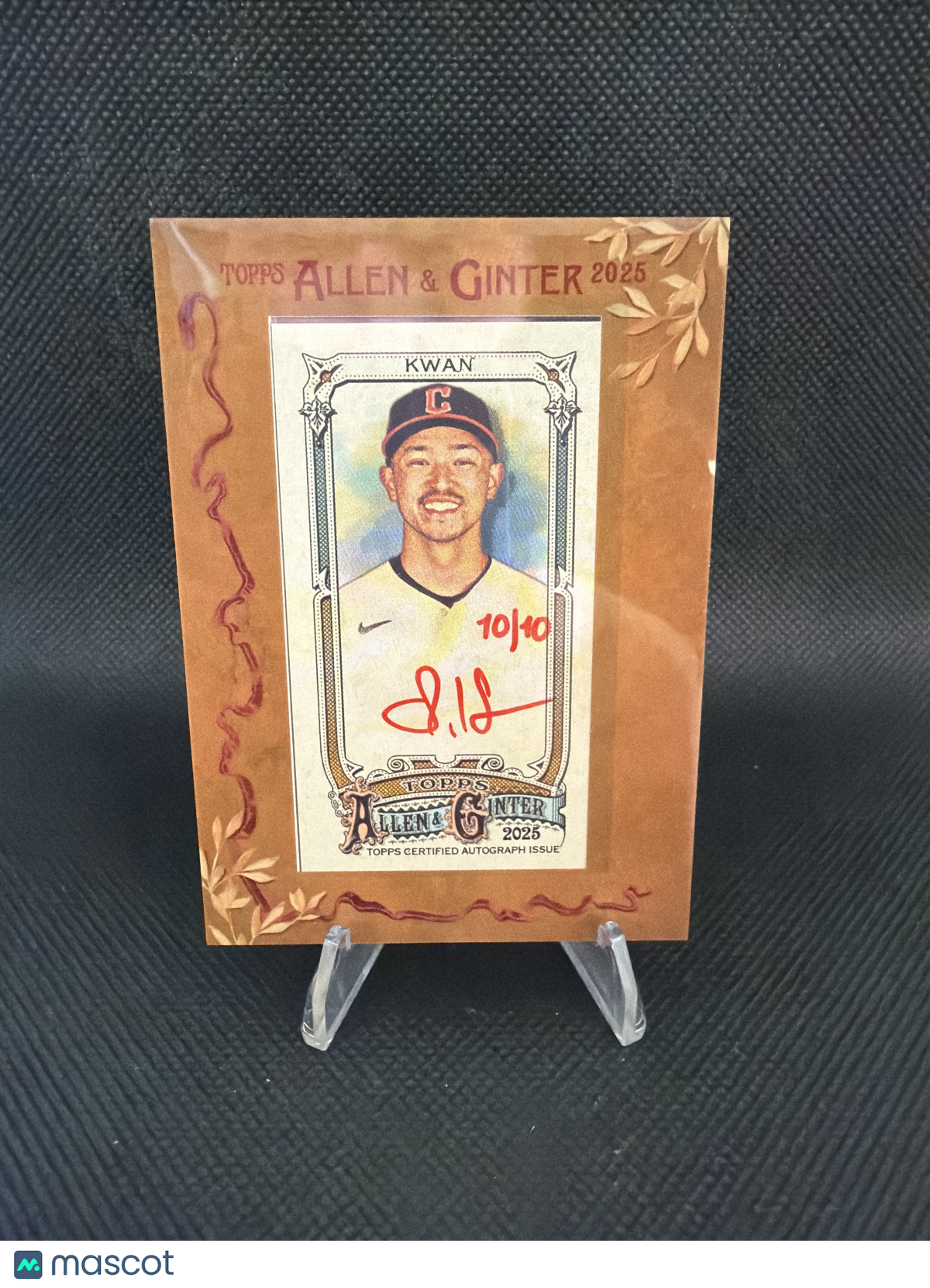 2025 Topps Allen & Ginter Steven Kwan Framed Mini Red Ink Auto /10