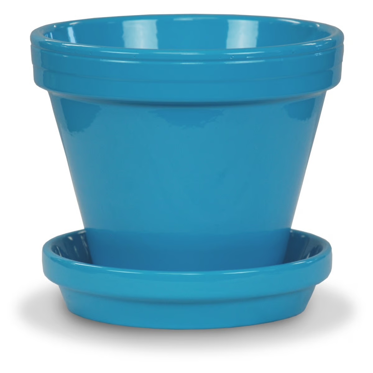 6-6.5" Powder-Coated Terra Cotta Ceramo MEDIUM - Saucer 6" Robin's Egg Blue