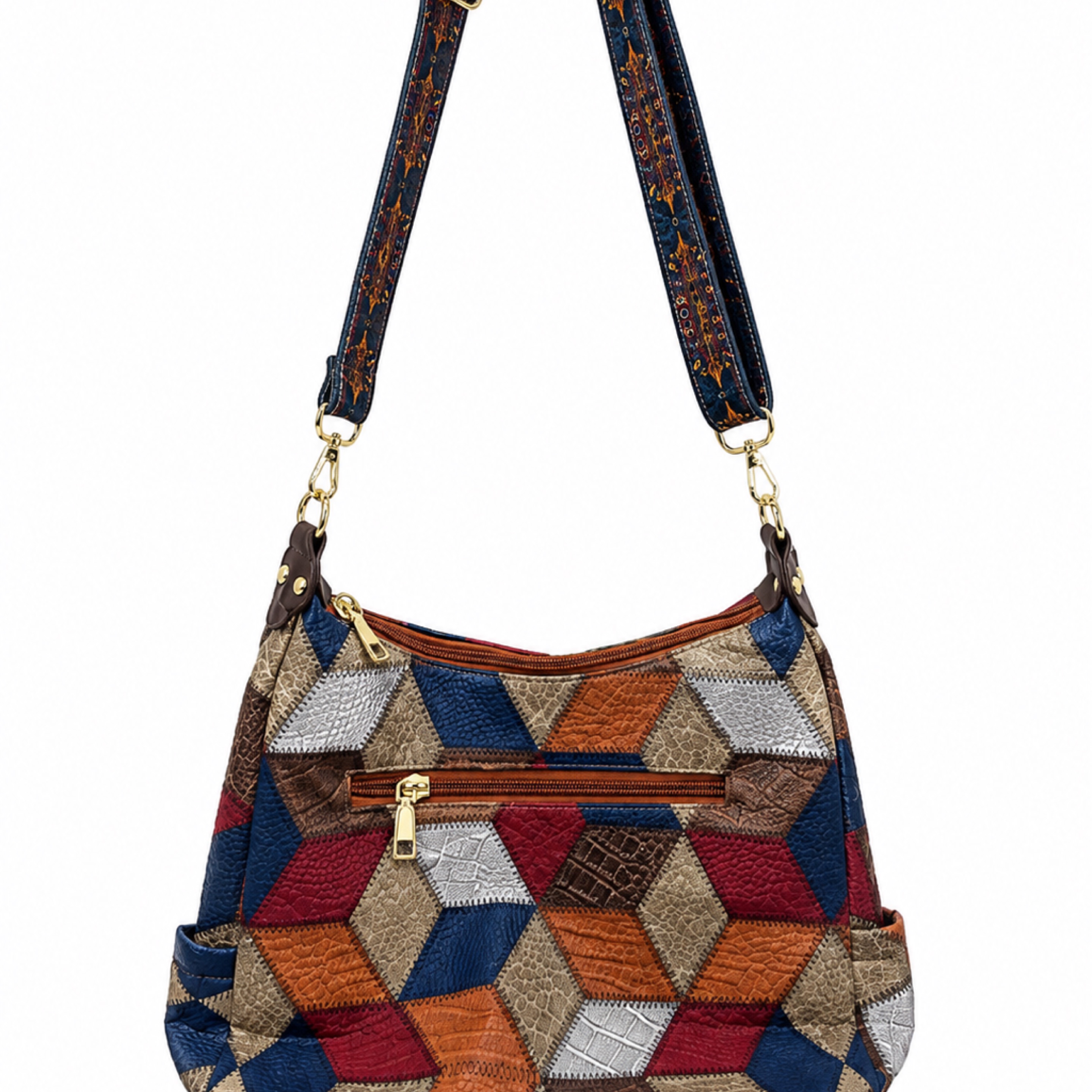 Geometric Patchwork Shoulder Handbag