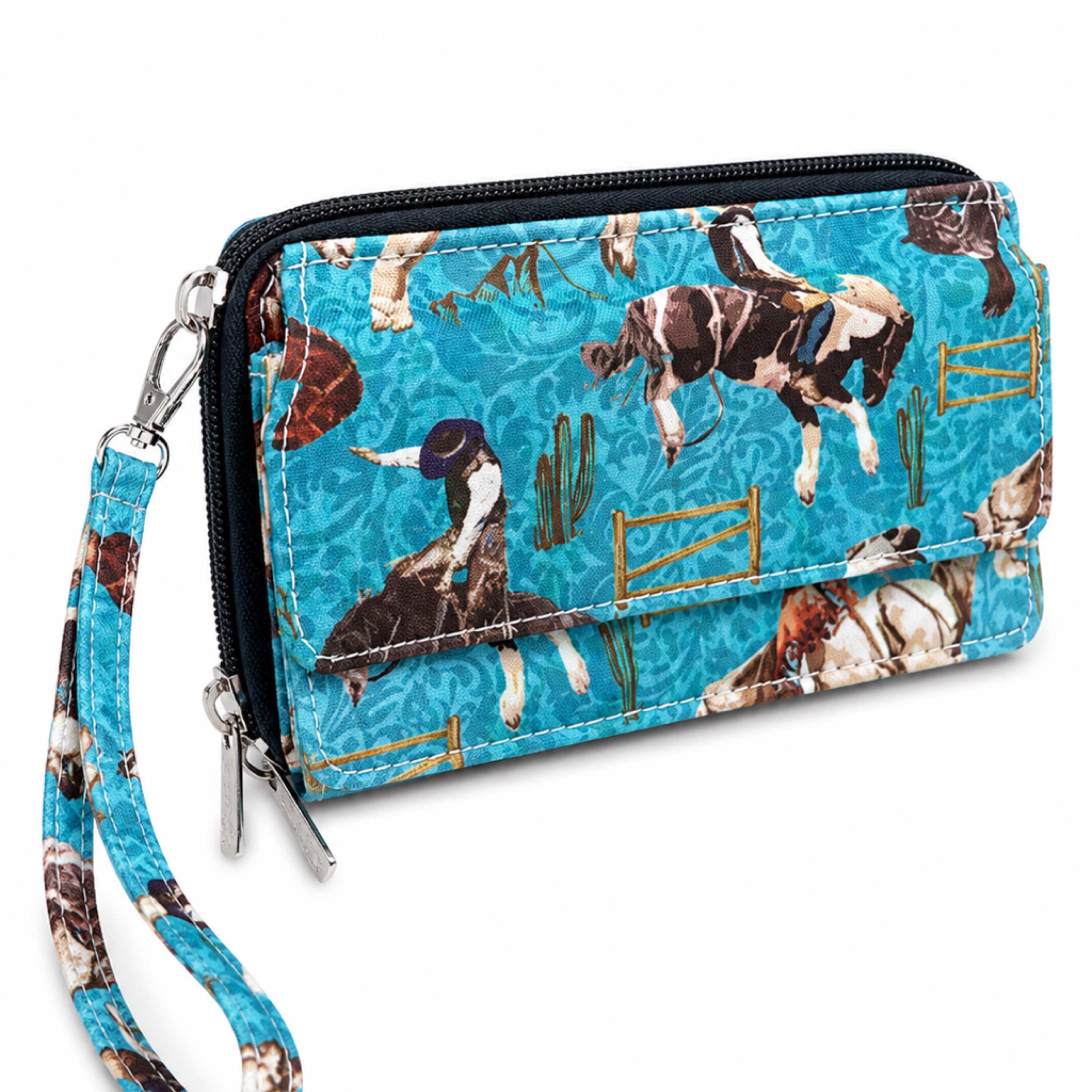 Western Rodeo Print Wristlet Wallet