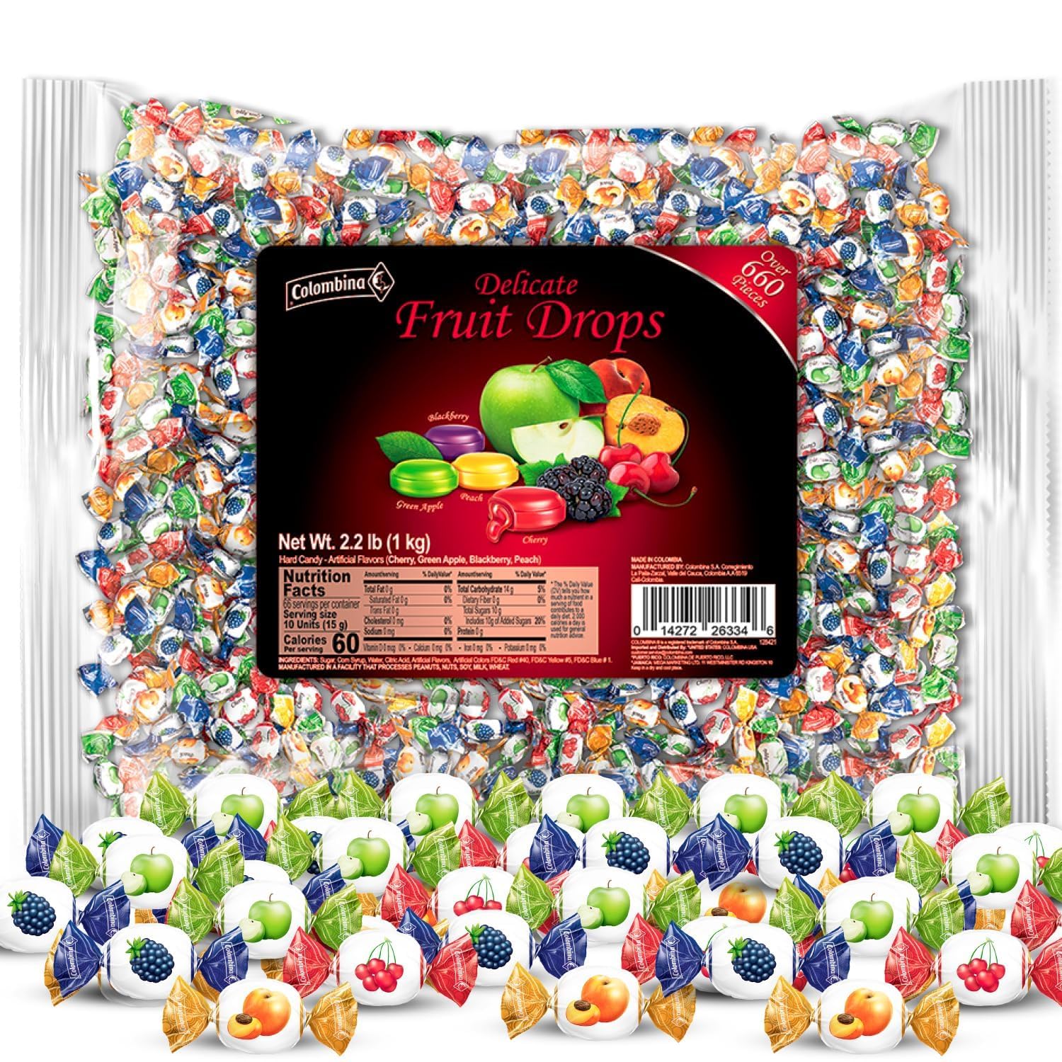 Colombina Delicate Fruit Drops Assorted Candy 2.2 lb 660 ct