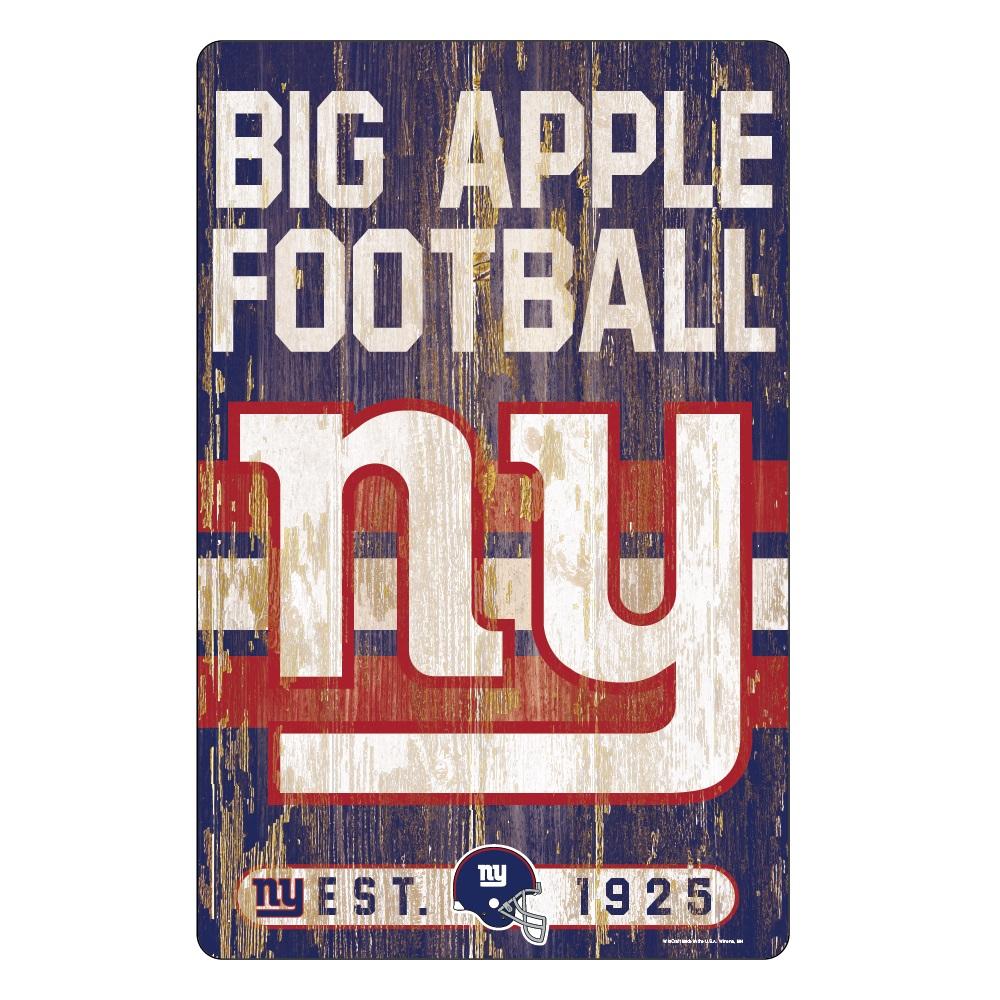New York Giants Wood Slogan Sign 11x17"