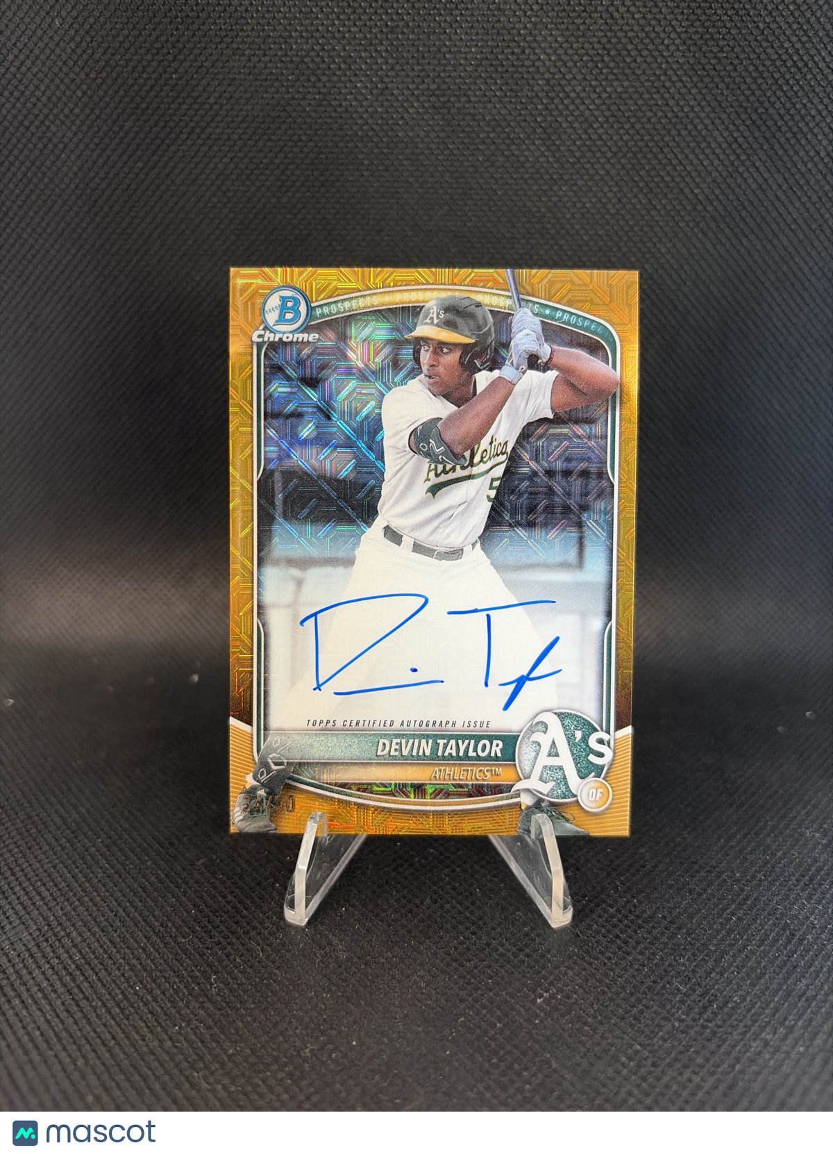 2025 Bowman Chrome Devin Taylor Gold Mojo Refractor Auto /50