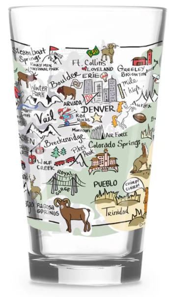 Colorado Map Glass 16oz
