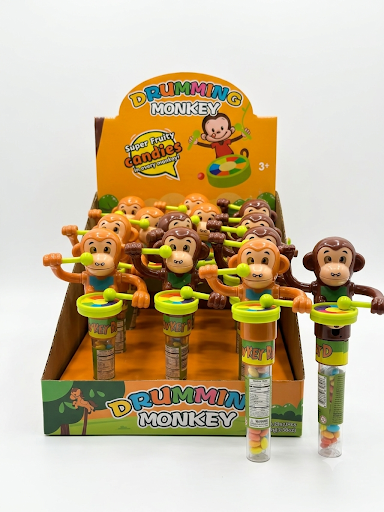 Drumming Monkey Fruit Candy Toy 12ct Tray