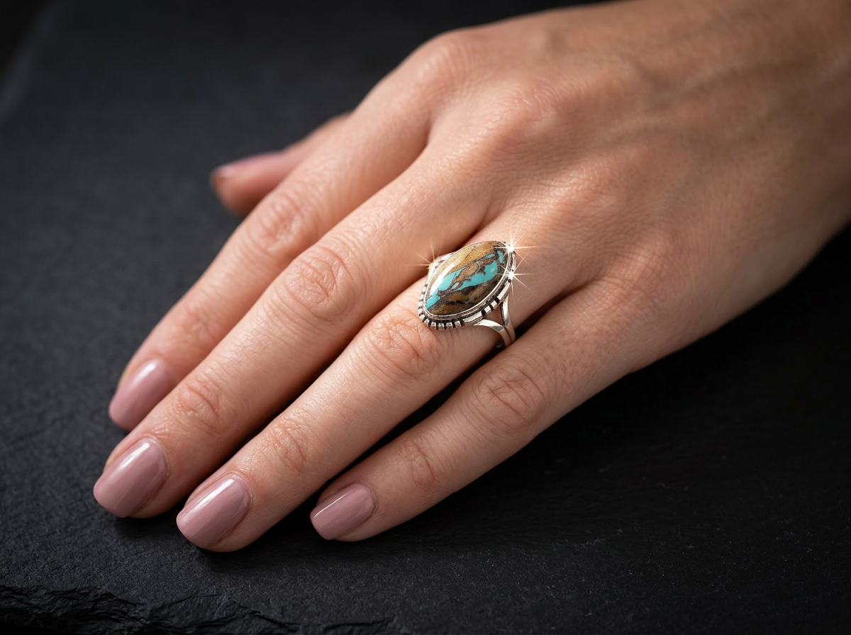 Sterling Silver Royston Turquoise Ring - Size 7 #283