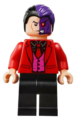 sh0594 Two-Face - Black Shirt, Red Tie and Jacket