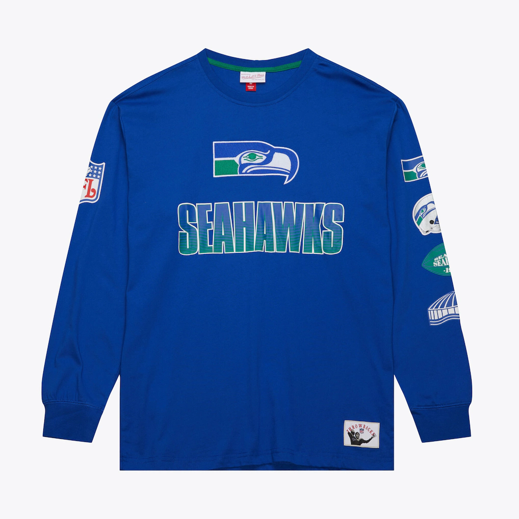 Seattle Seahawks Retro Mitchell and Ness All Over Long Sleeve Shirt