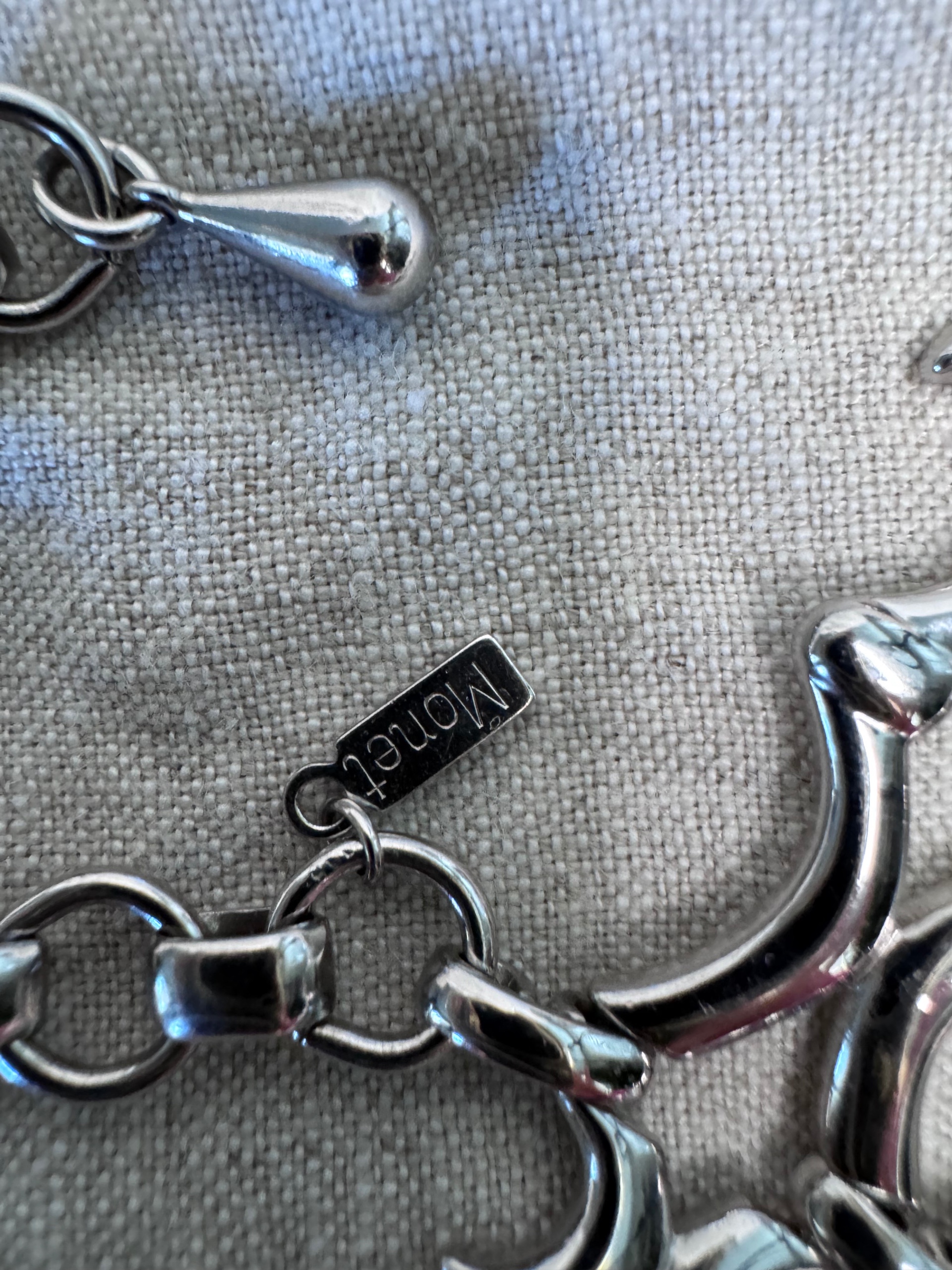 Vintage MONET Silvertone Collar Necklace – 16” Statement Choker thumbnail 2