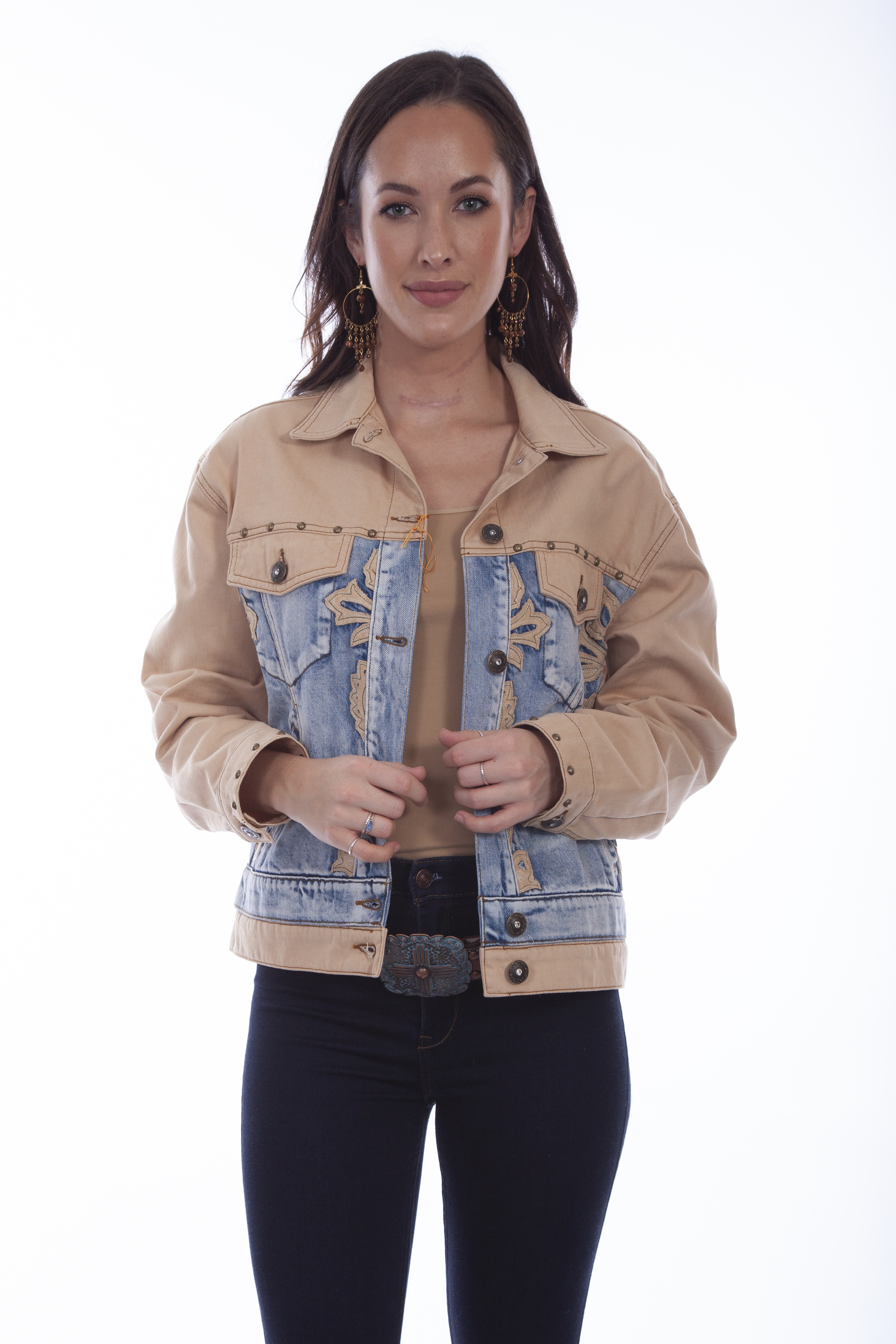 Color Block Jkt Den/Tan W/Studs