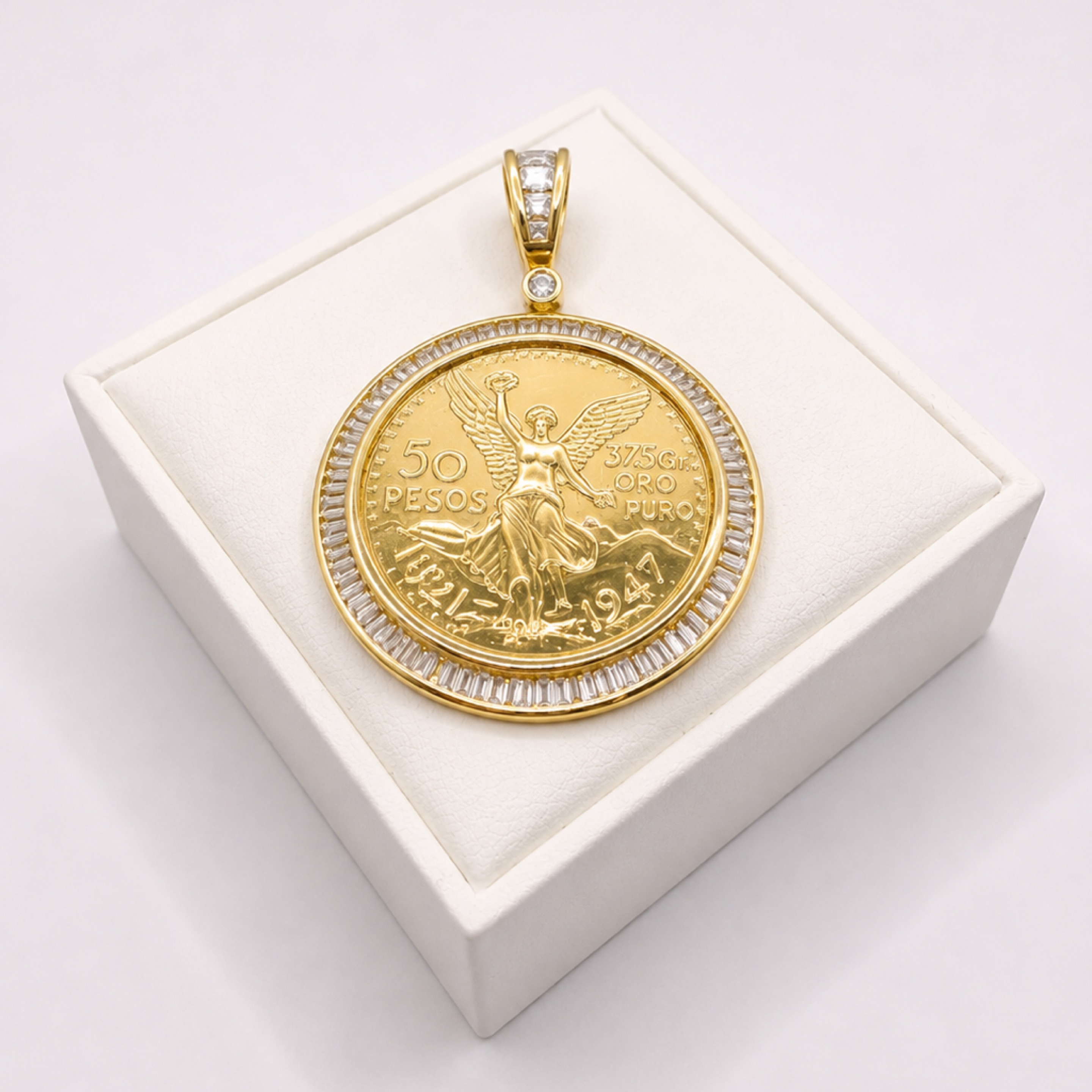 Gold Centenario Baguette Pendant 