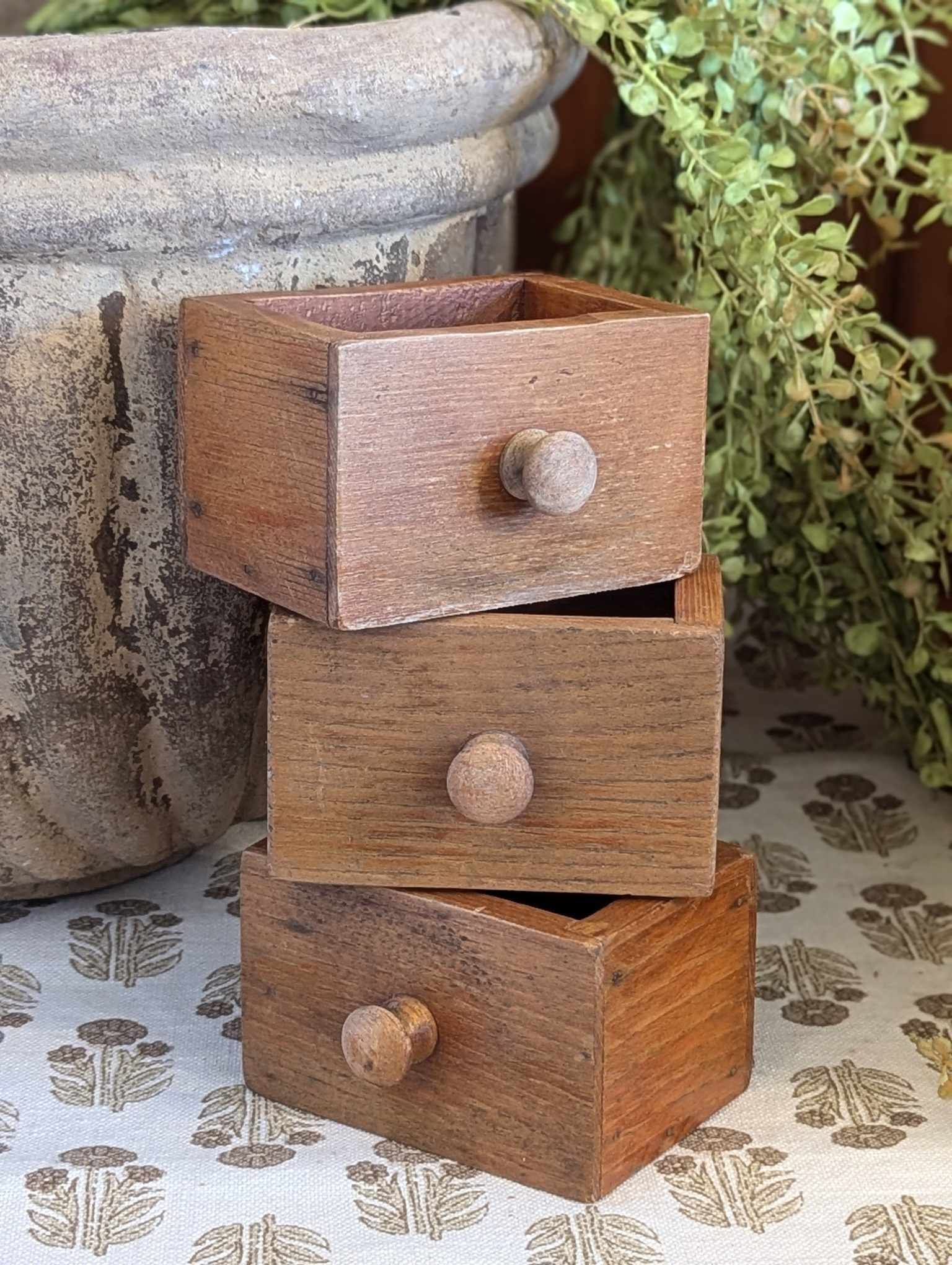 Mini vintage handmade wood boxes