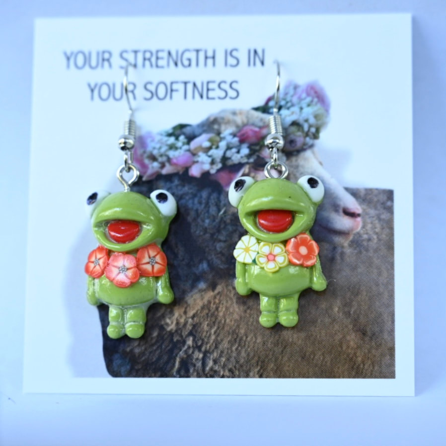 Frog Flower Earrings