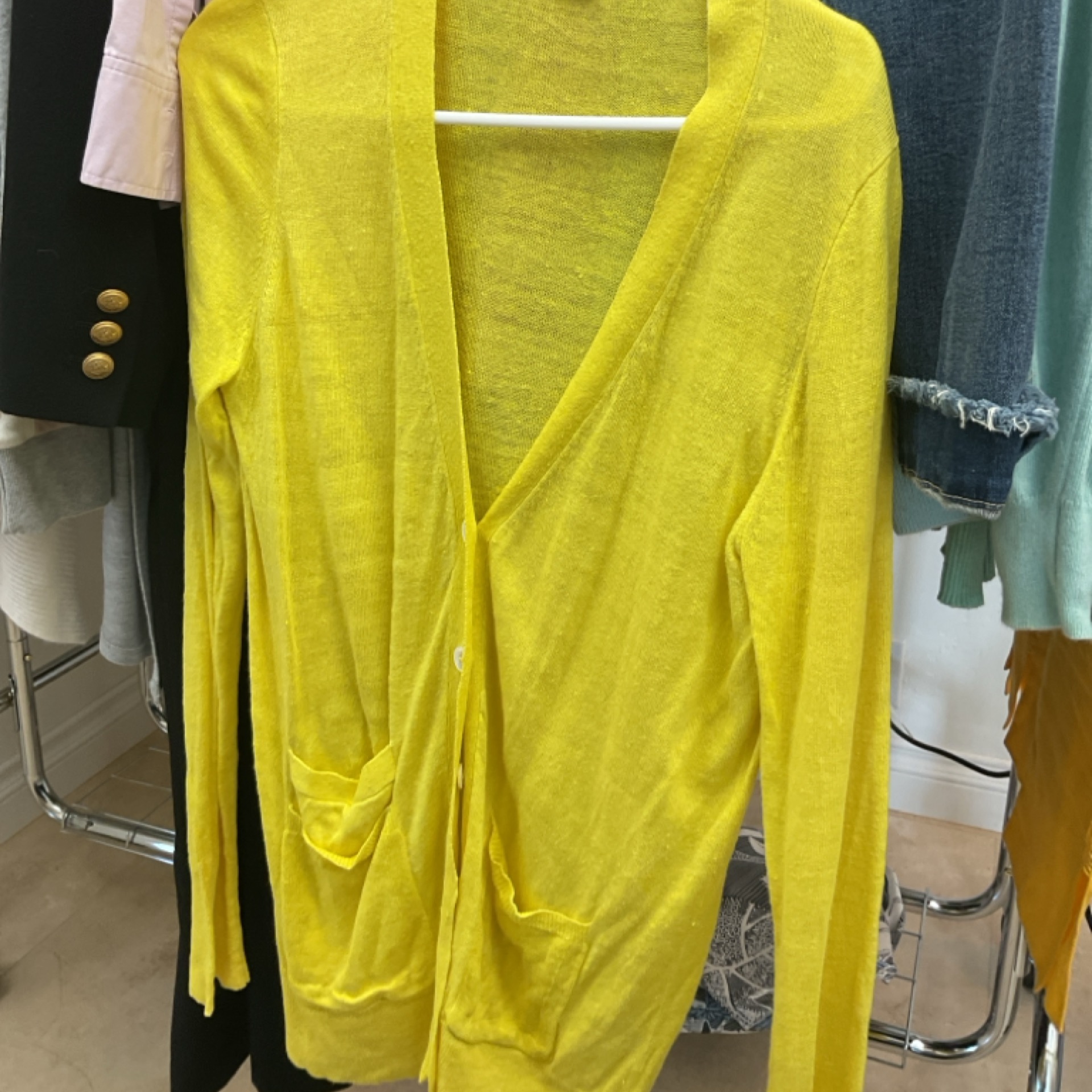 Yellow linen cardigan
