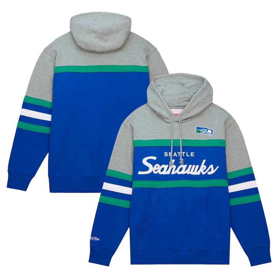 Seattle Seahawks Retro Mitchell and Ness Script Hooded Sweatshirt