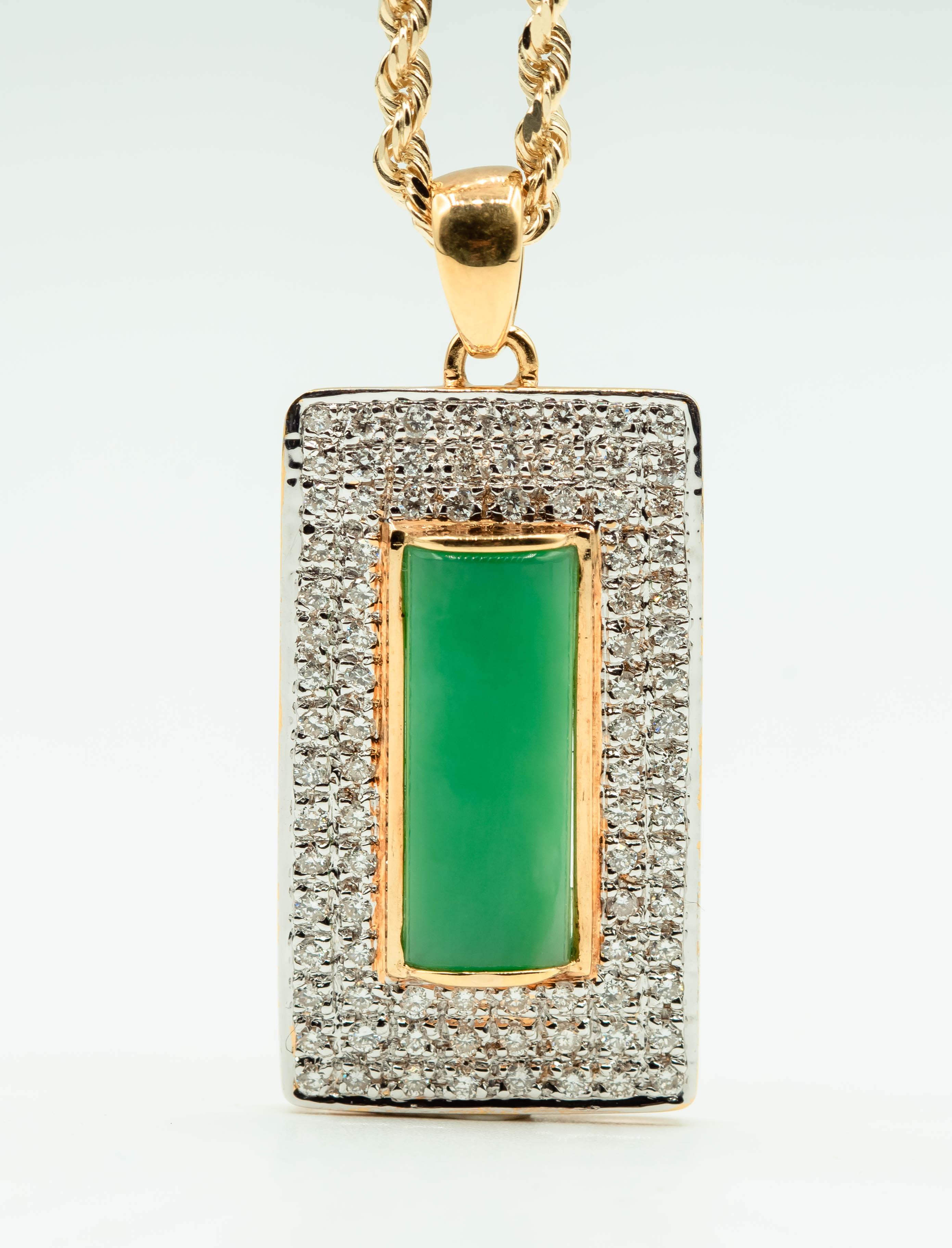 Green Imperial 18K Yellow Gold Green Jade Pendant