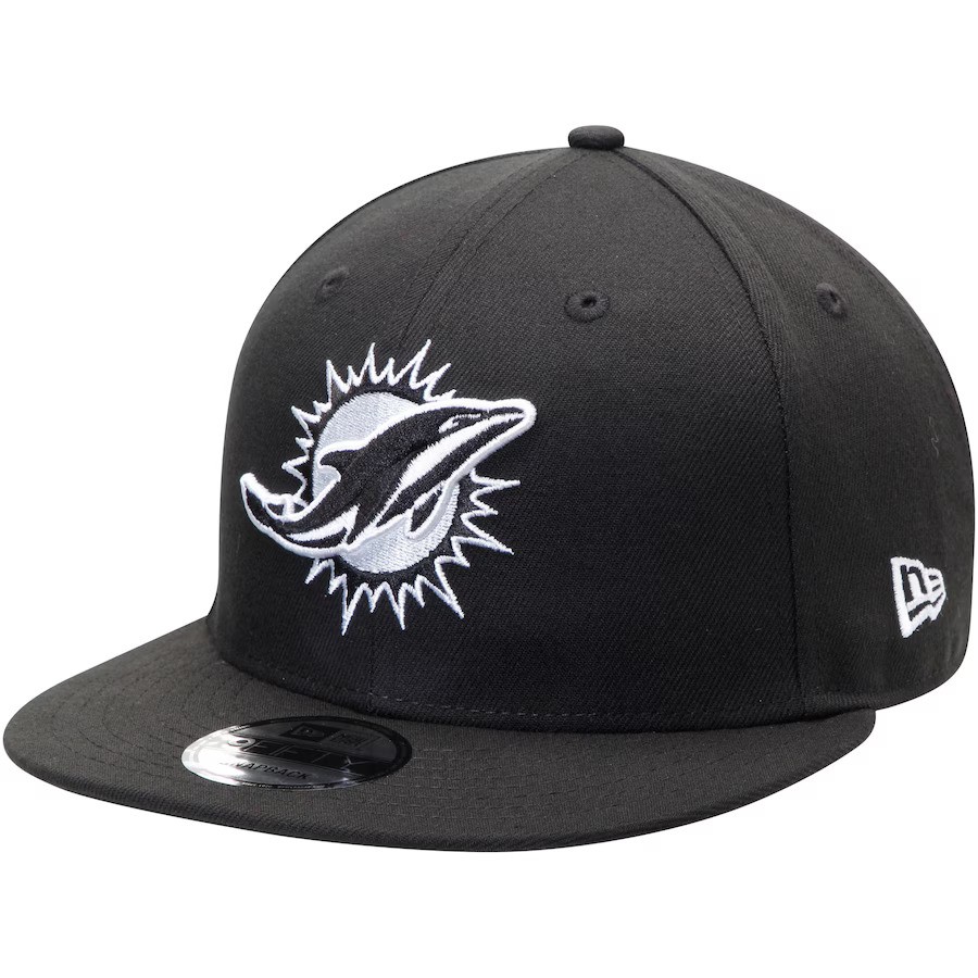 Miami Dolphins Black and White New Era Snapback Hat