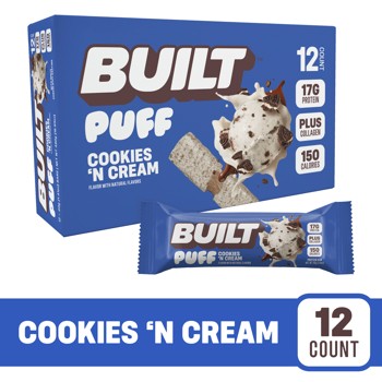 BUILT Puff Protein Bar Cookies 'N Cream 1.41 oz 12 ct