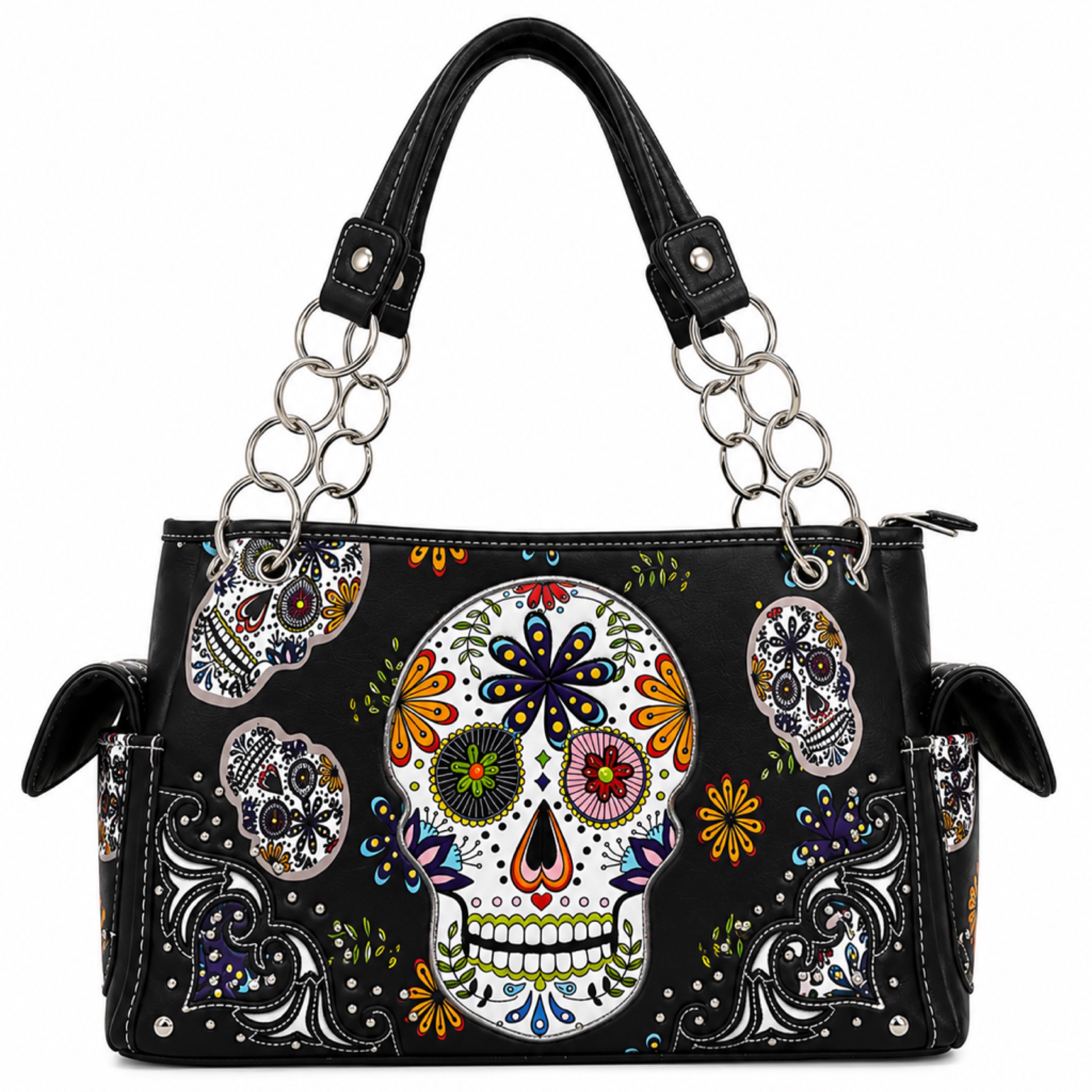 Black Sugar Skull Chain Strap Handbag