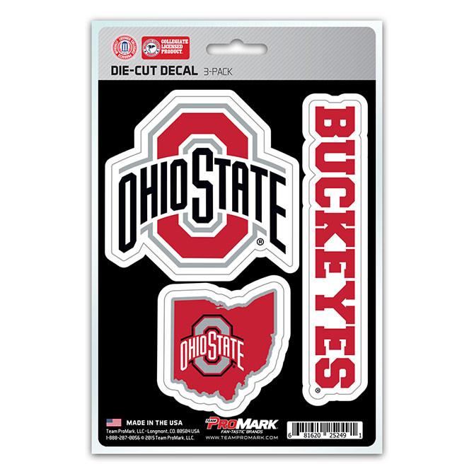 Ohio State Buckeyes Die Cut Team Decals 3pk