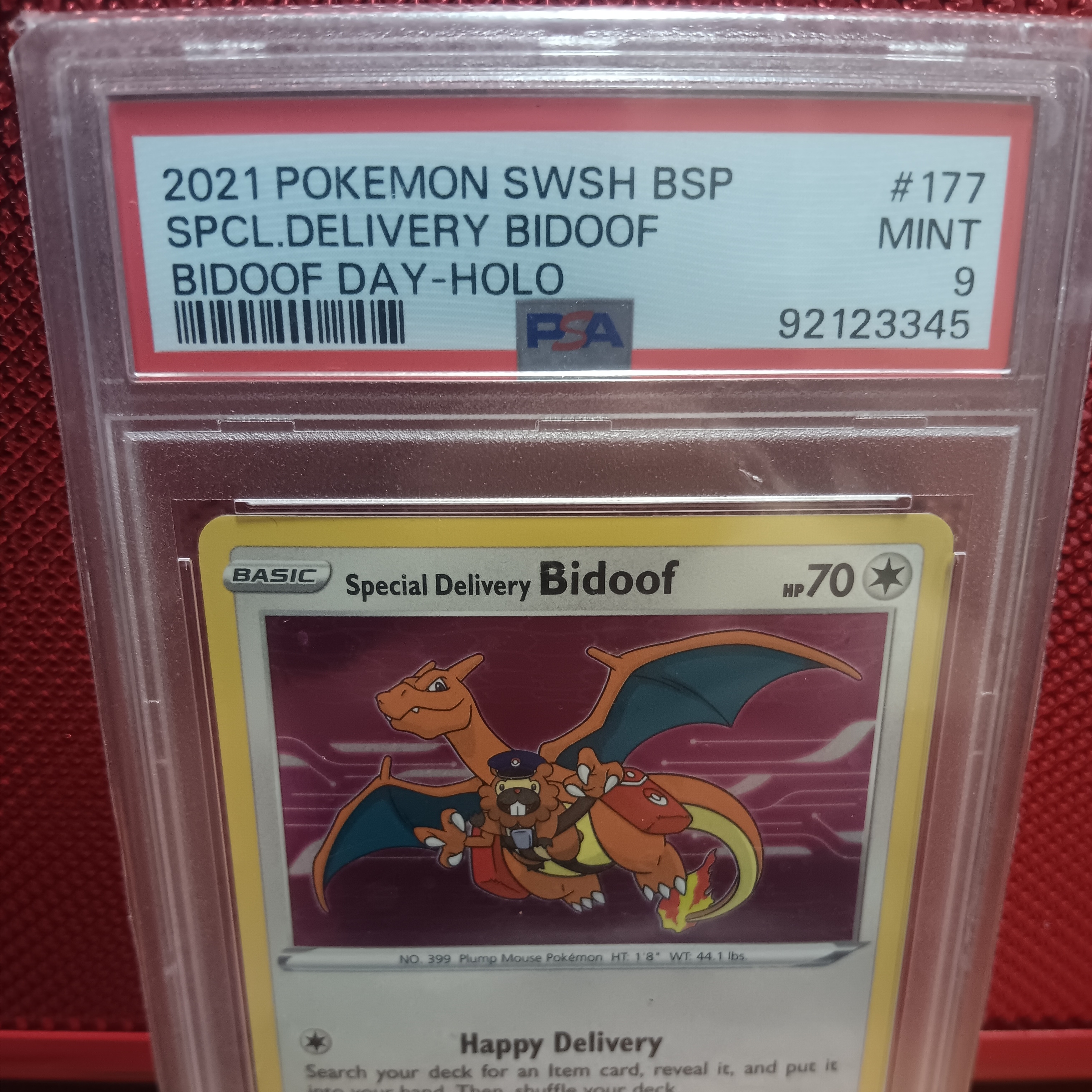 PSA 9 Special Delivery Bidoof Holo Promo Graded Card