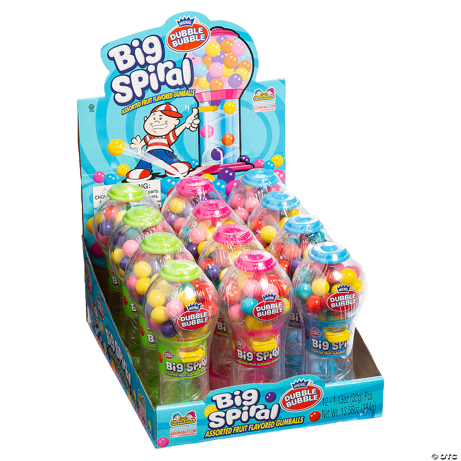Kidsmania Dubble Bubble 12 Ct 1.13 Oz Big Spiral Mini Gumball Dispenser