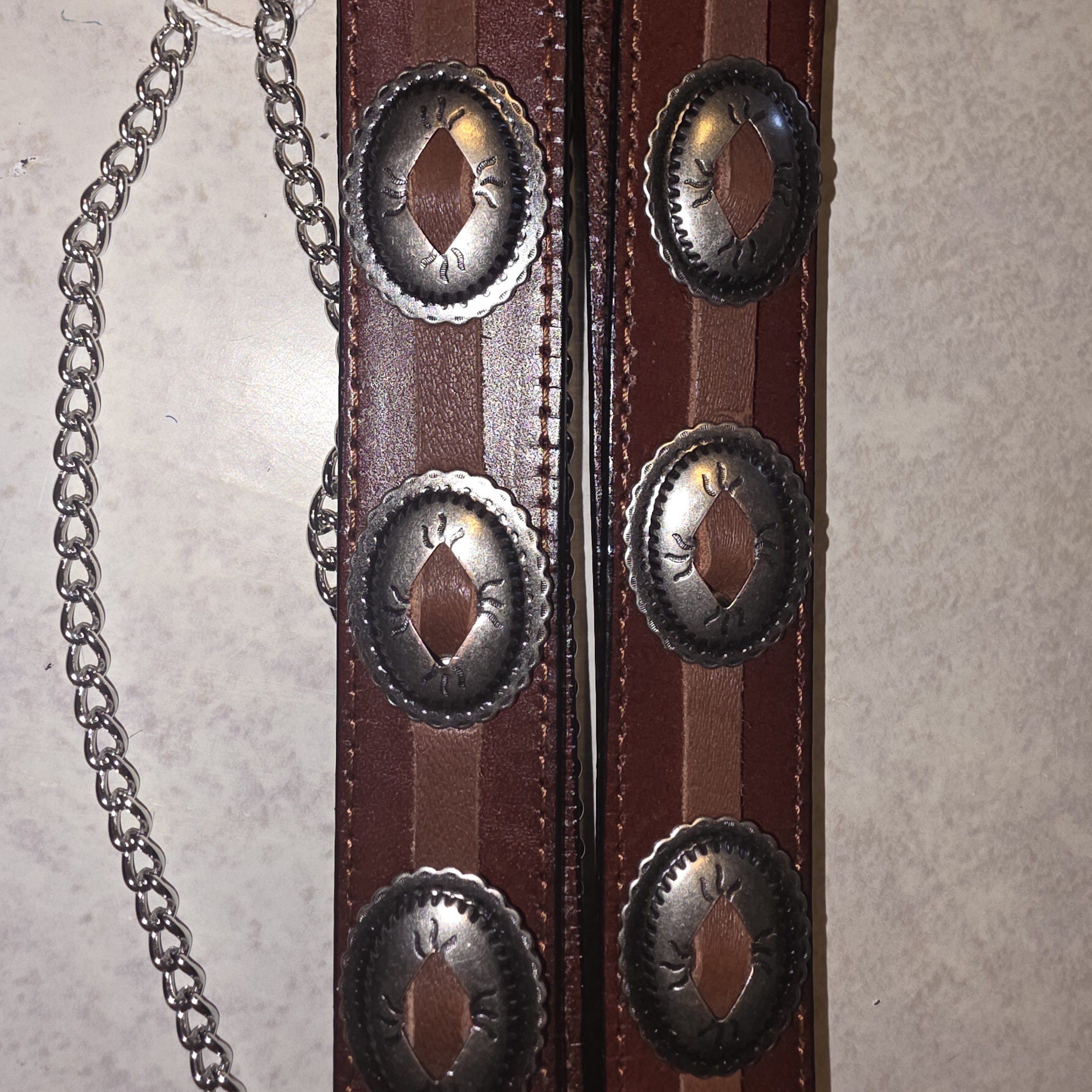 Boot Bracelet Leath w/ Oval Concho BRN  MADE IN USA