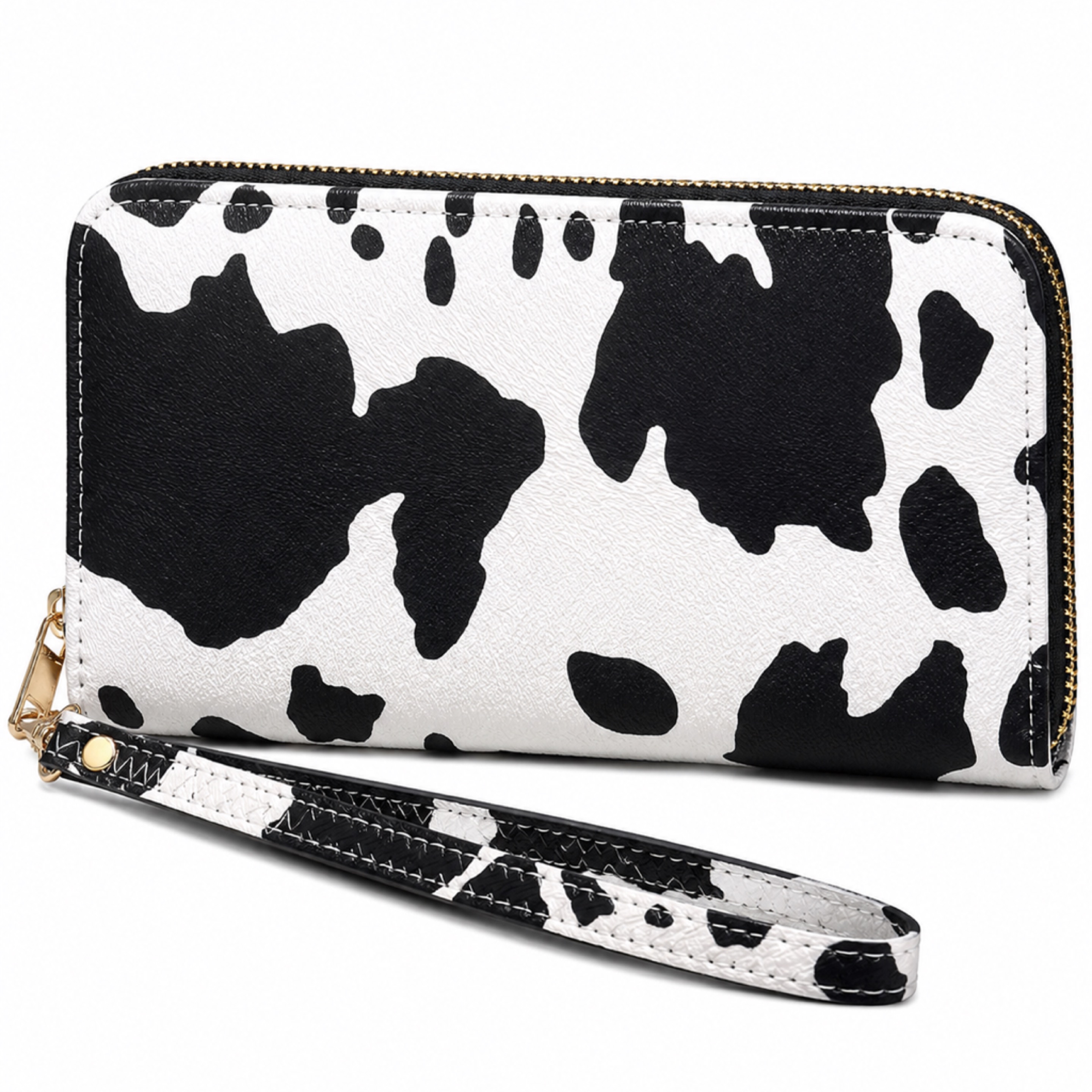 Cow Print Zip Around Wallet