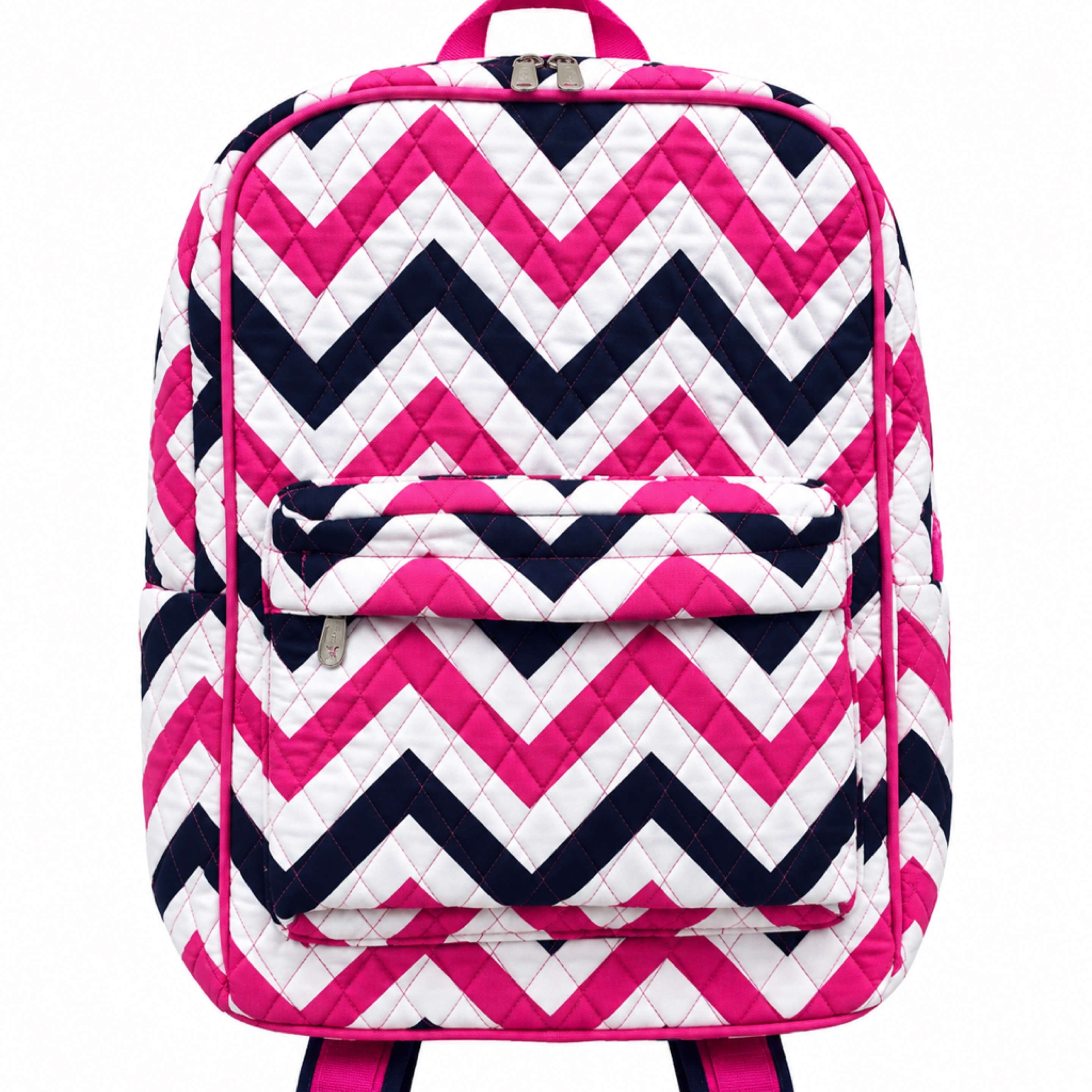 Pink Chevron Quilted Backpack