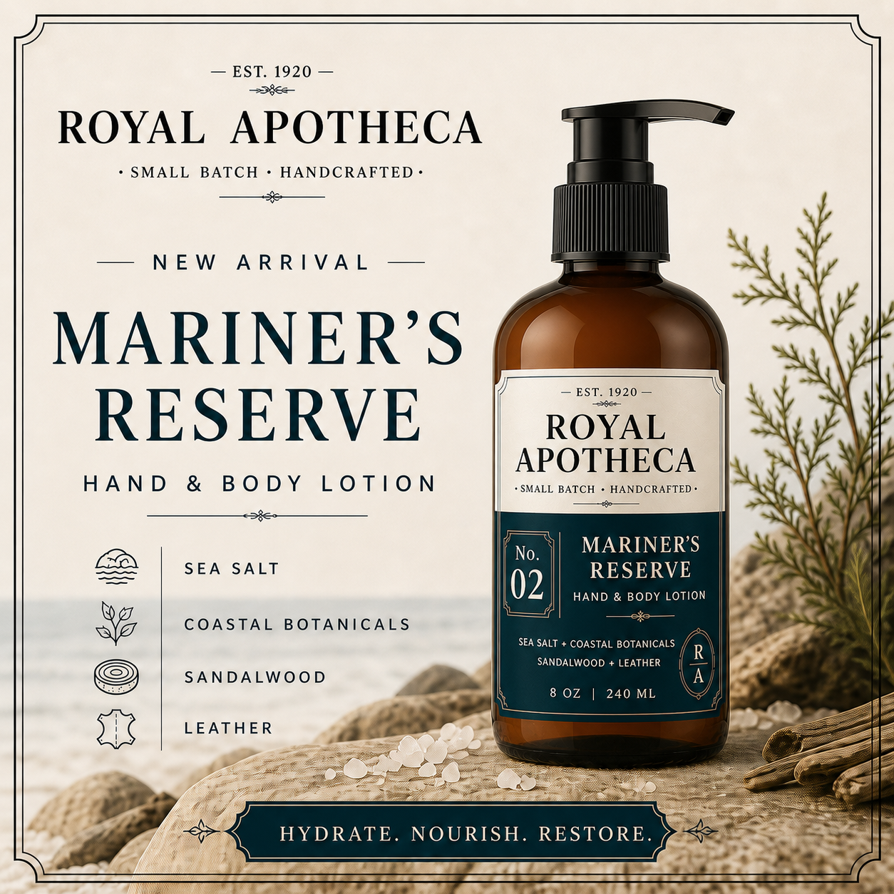 Mariner's Reserve - No.2 - Hand Lotion 8oz Pump Bottle