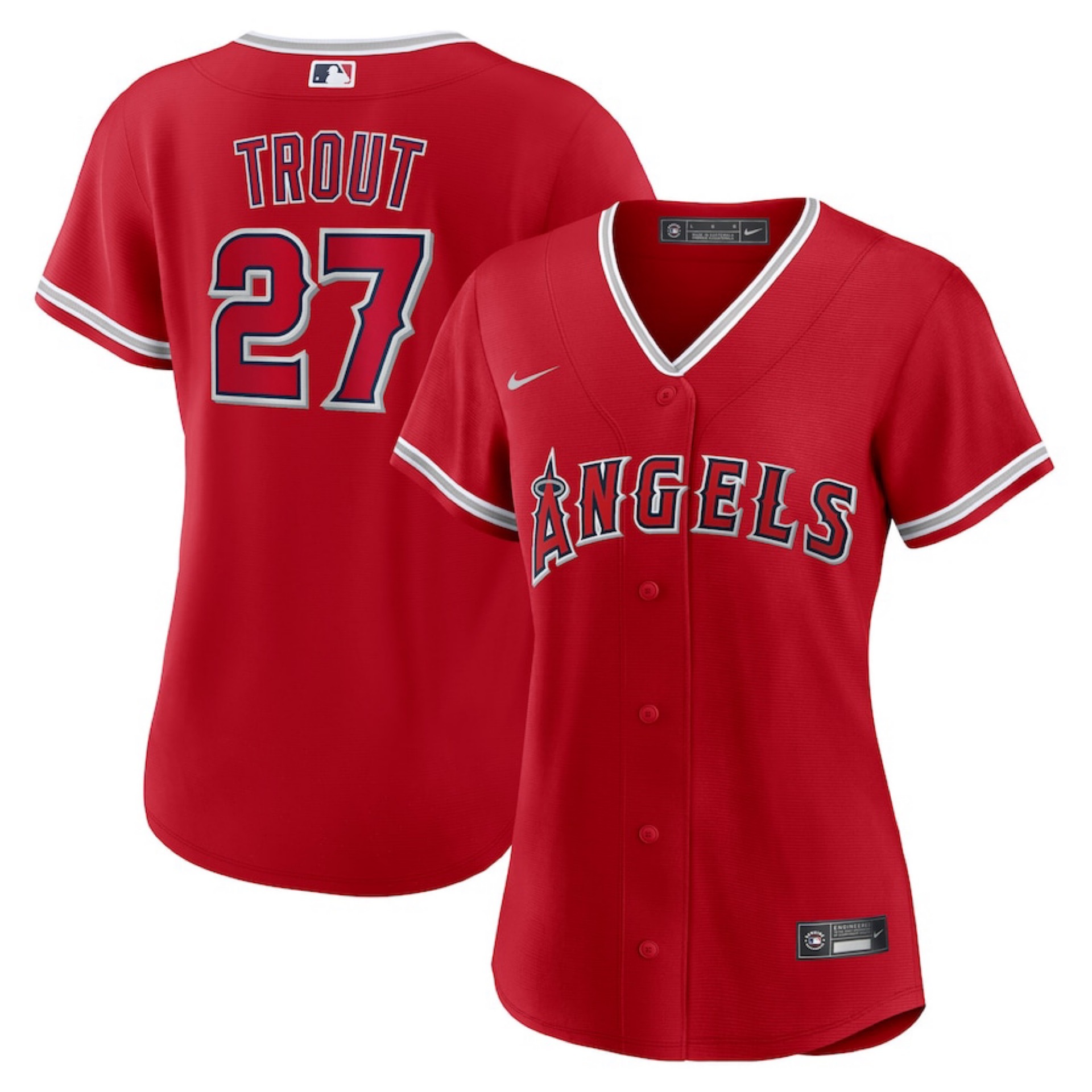 Los Angeles Angels Mike Trout #27 Nike Red Ladies Jersey