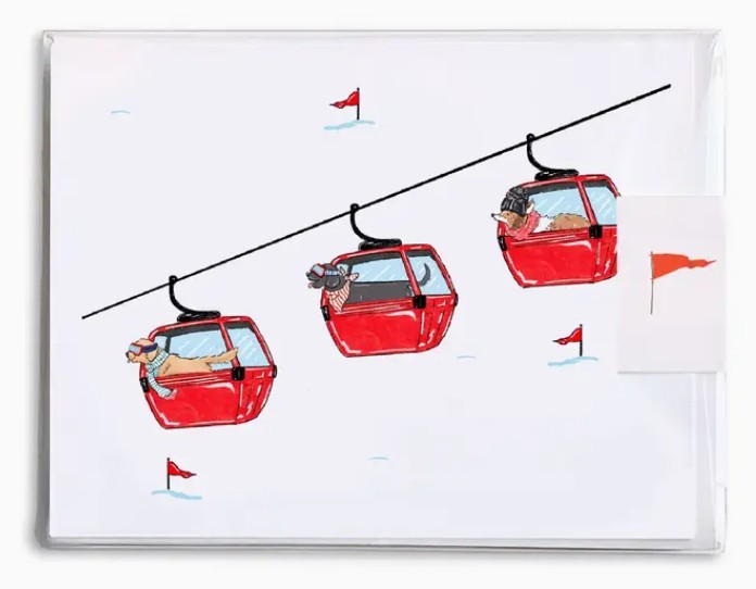Ski Dogs in Gondola Box Set Notecards