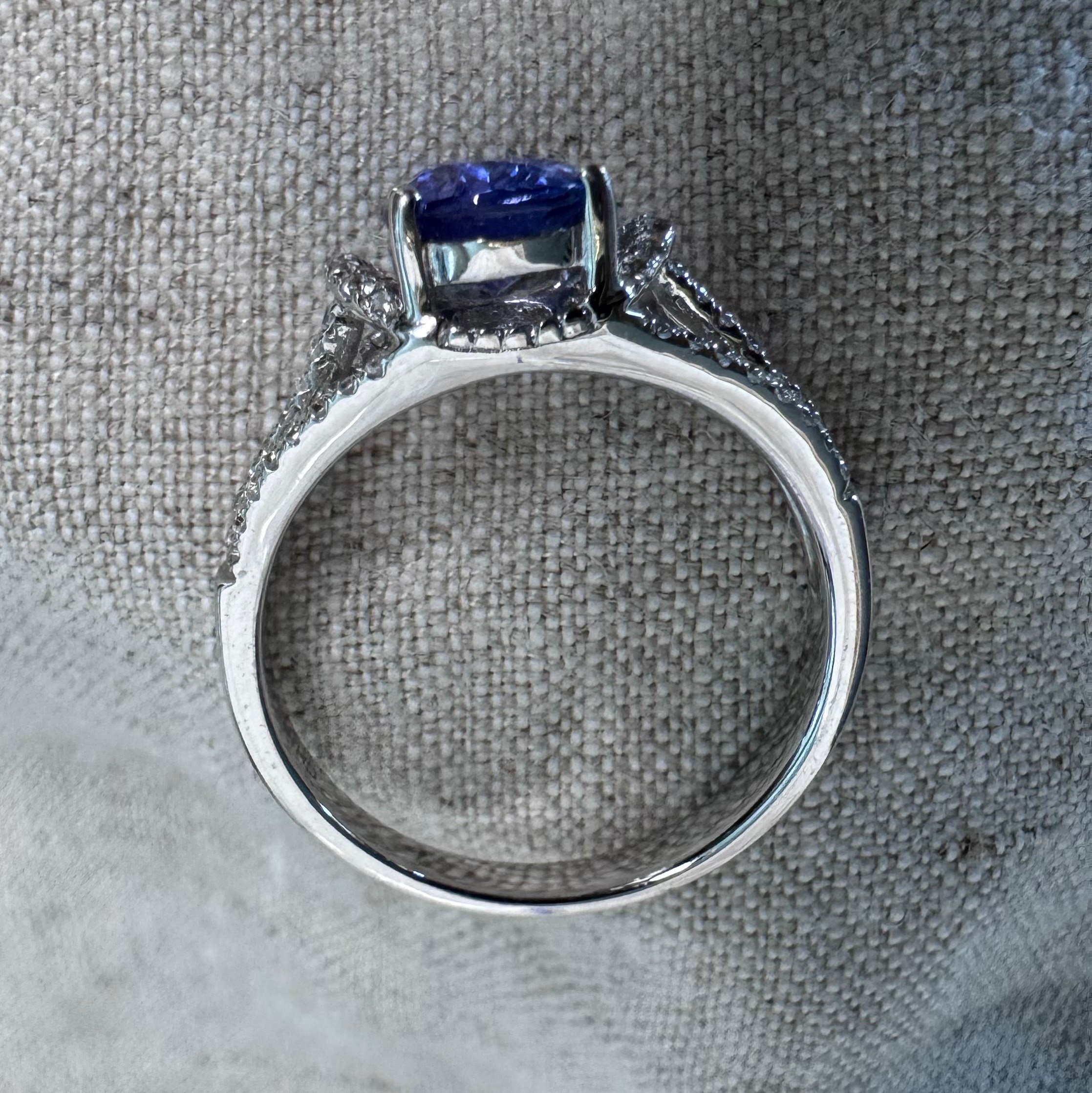 14K White Gold Tanzanite & Diamond Ring – Size 8 thumbnail 2