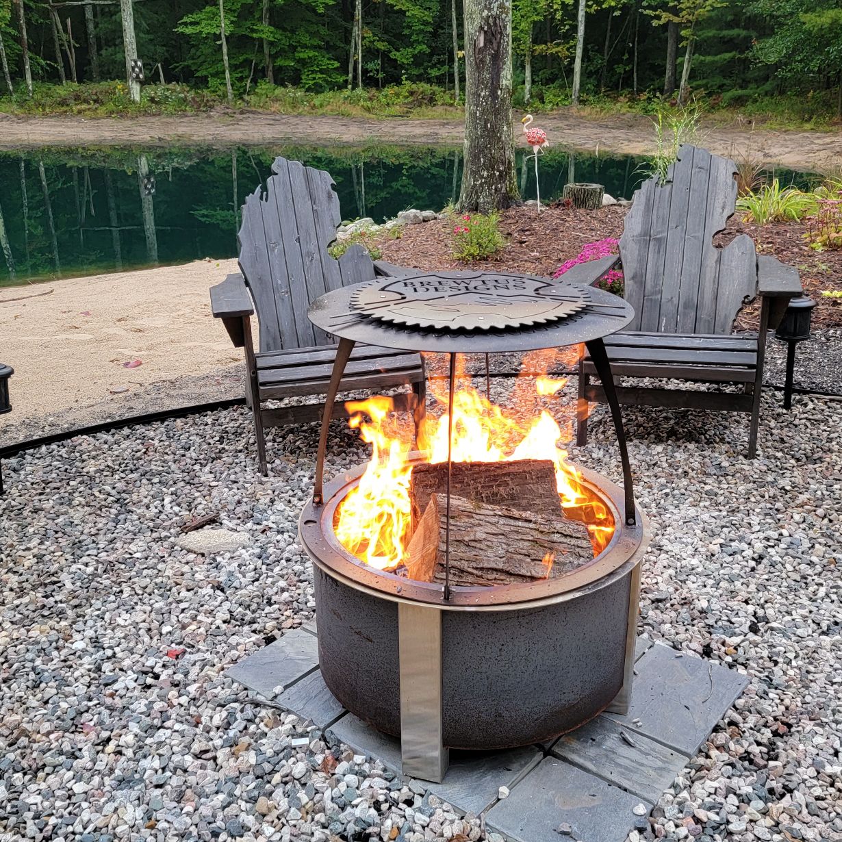 Brewtus Breeo heat deflector over a smokeless fire pit