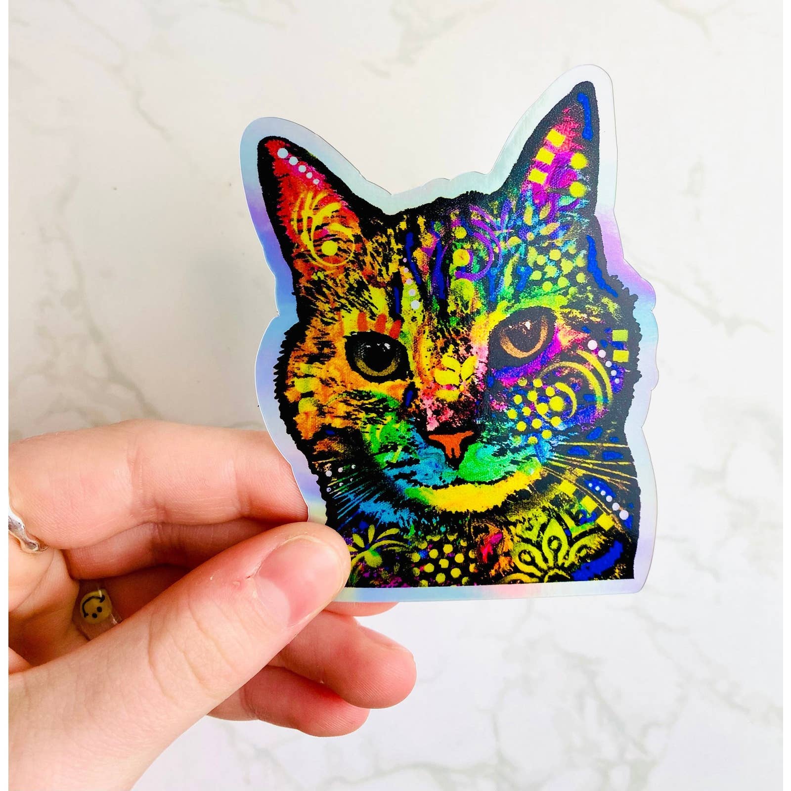 Otto's Grotto - Cat Stickers HOLOGRAPHIC Gift for Cat Lovers: NO HANG TAG, 3.5" x 2.5"