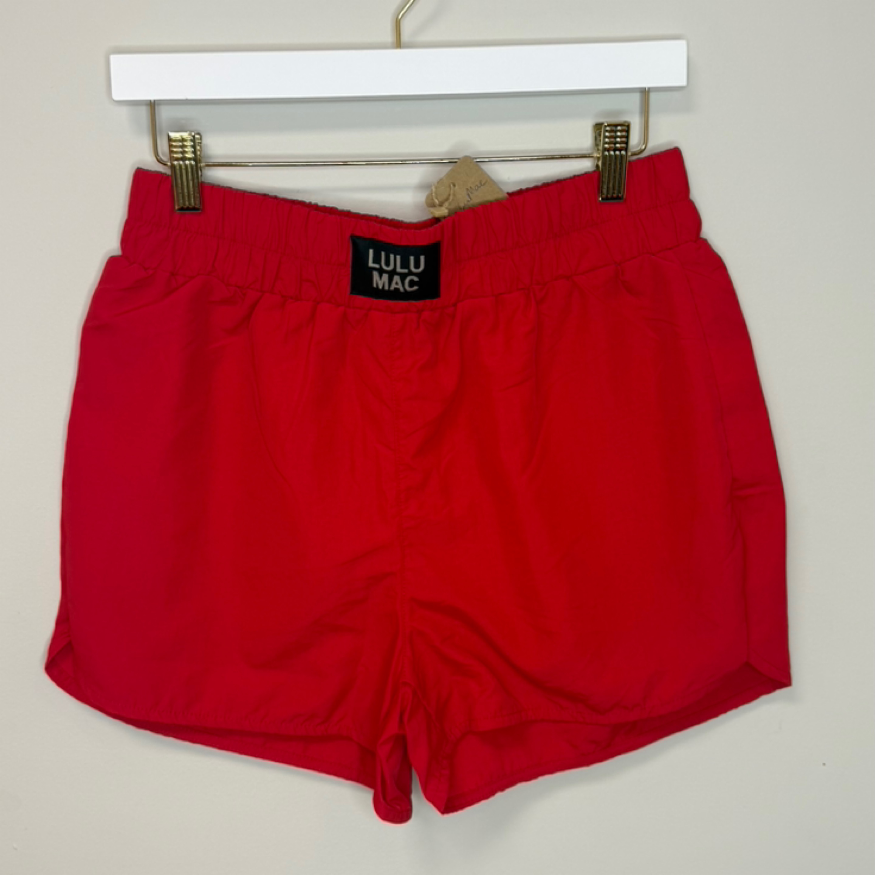 LuLumac shorts red — Bama Tan boutique, Tuscaloosa AL