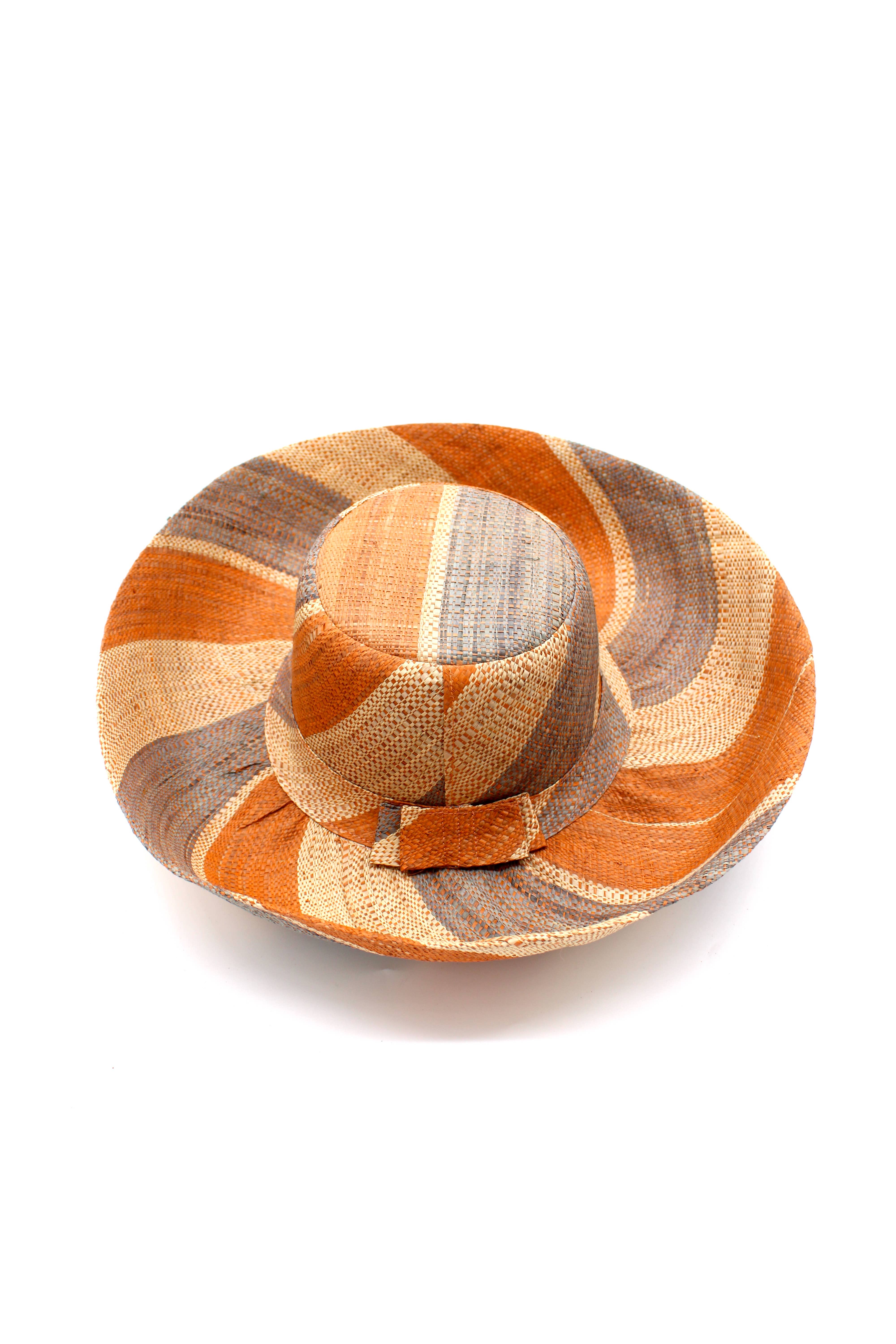 5" & 7" Wide Brim Multicolor Stripe Packable Straw Sun Hats