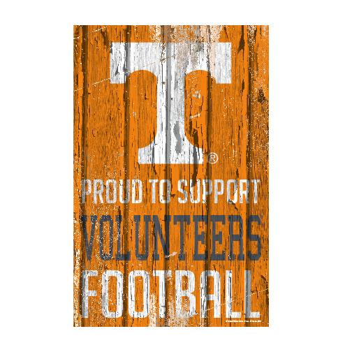 Tennessee Volunteers Proud to Support Wooden Sign 11x17"