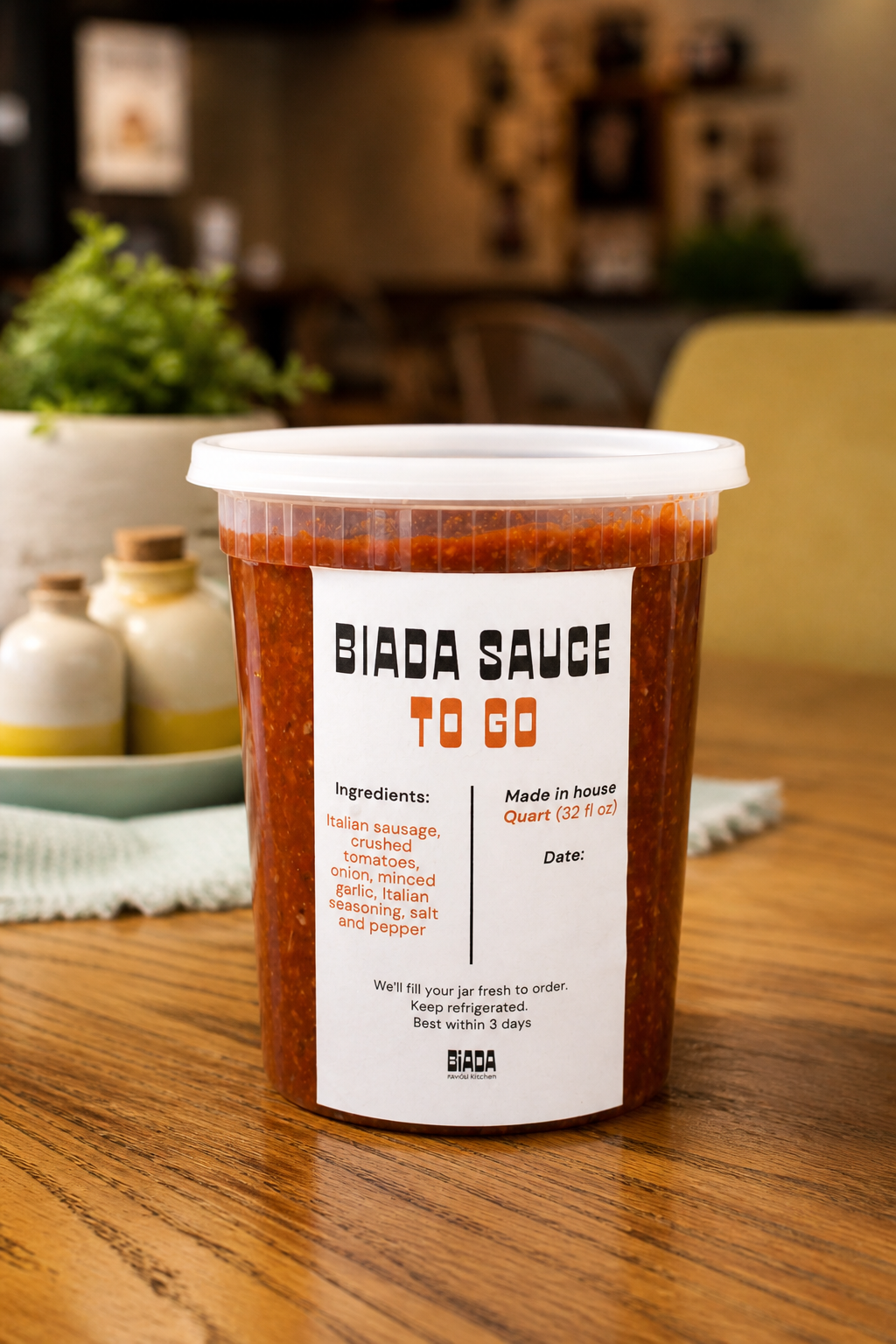32oz. Meaty Biada Sauce at Biada Ravioli Kitchen, Logan UT