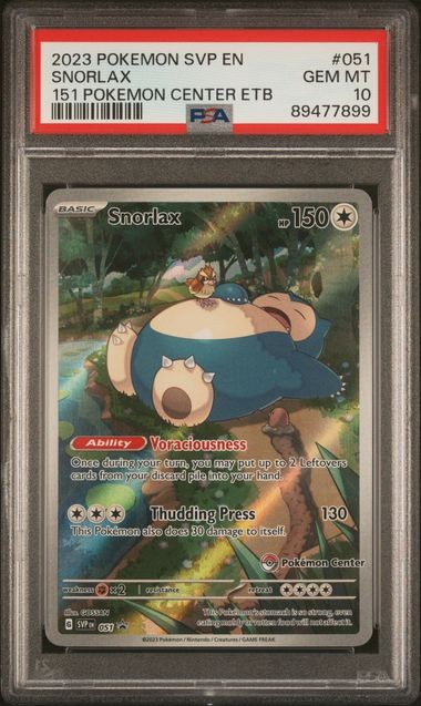 2023 POKEMON SVP EN-SCARLET & VIOLET BLACK STAR PROMOS #051 SNORLAX 151 POKEMON CENTER ETB