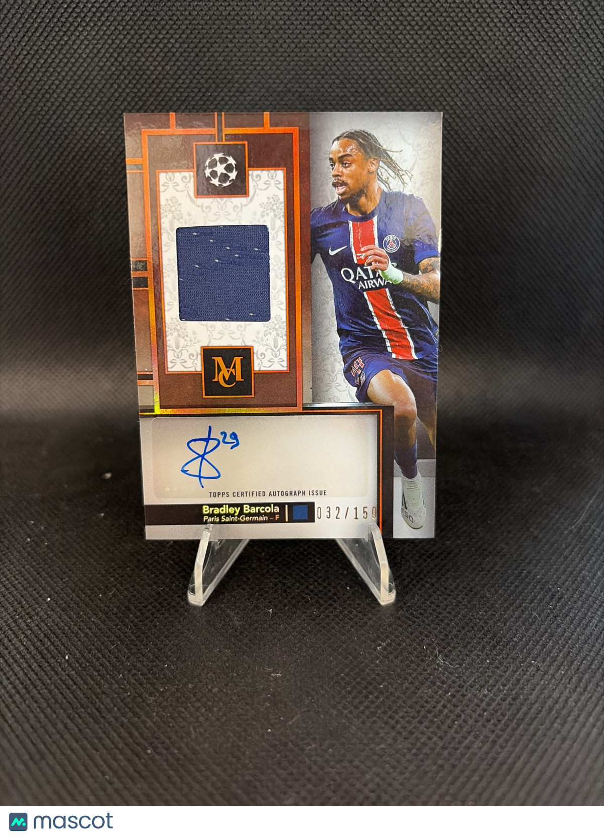 2024-2025 Topps Museum Collection UEFA Relic Auto Bradley Barcola /150
