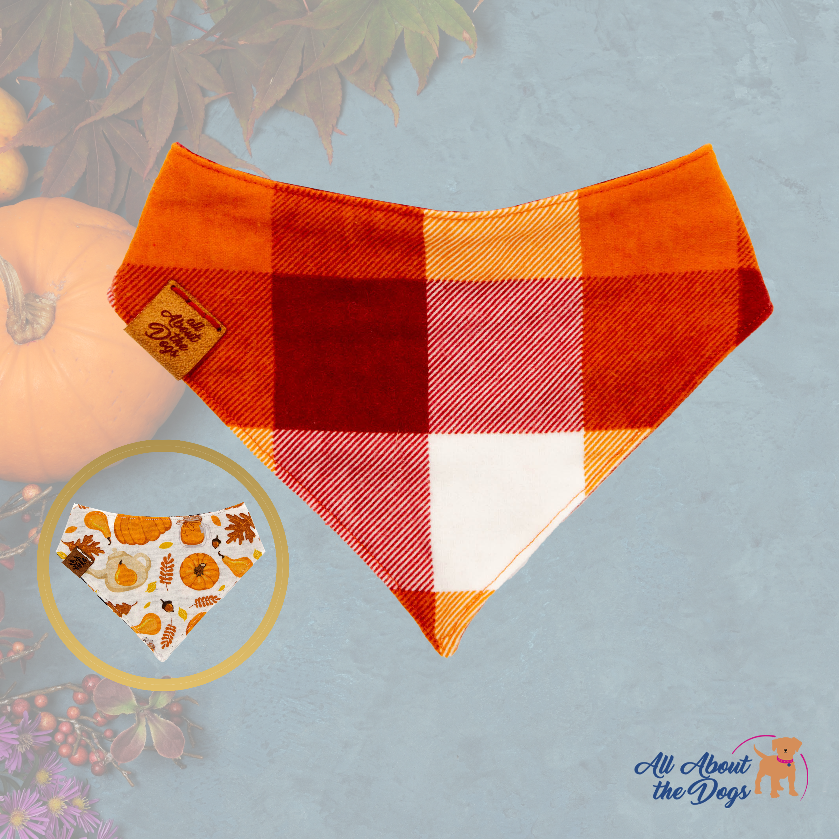 Orange and Red Plaid Flannel With Pumpkin Spice Print 2