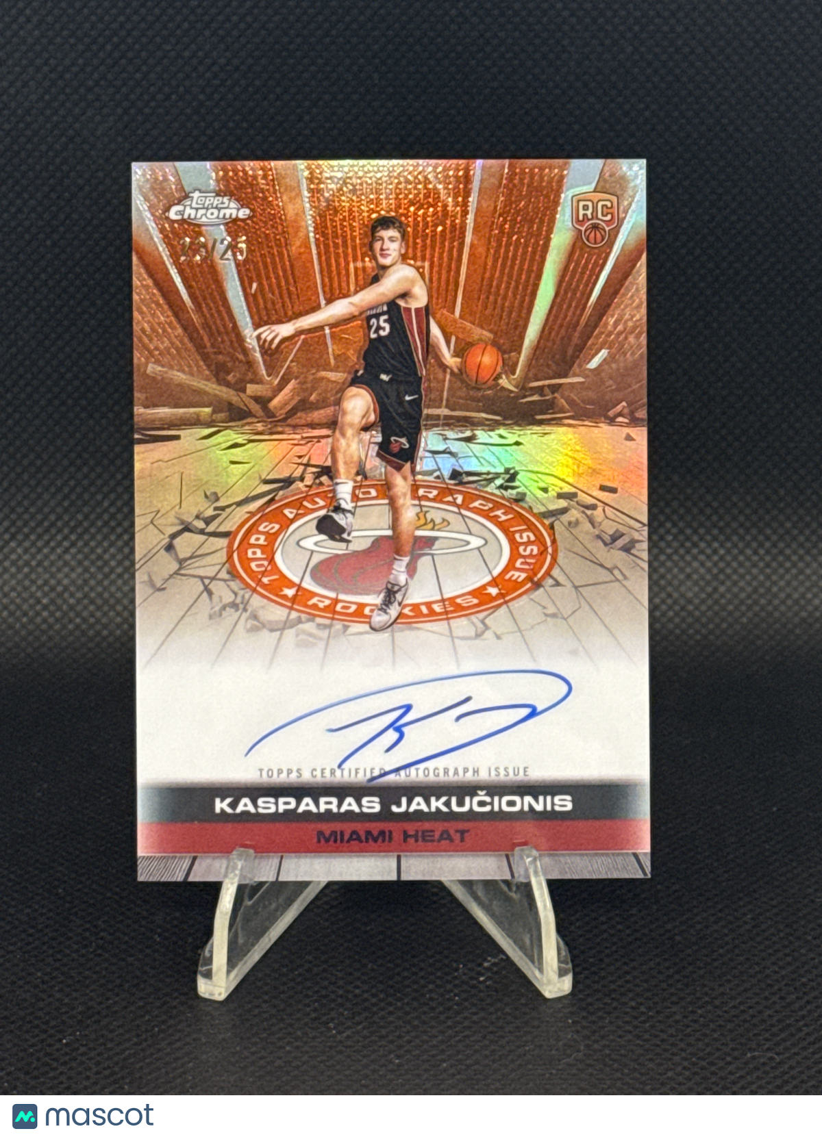 2025 Topps Chrome Kasparas Jakučionis #TAUR2-KJ Orange auto /25 RC