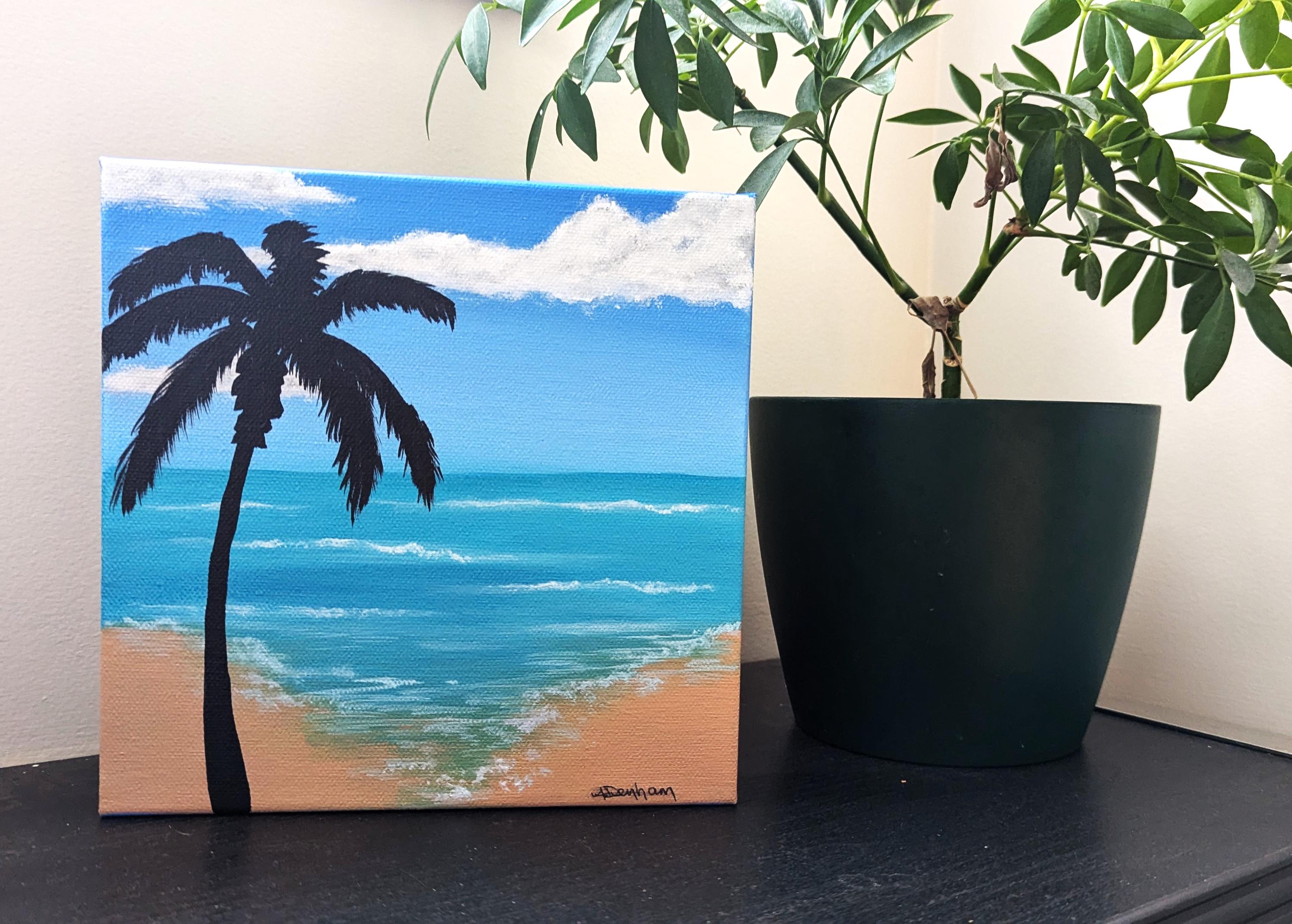 Beach Palm Tree Painting: Coastal Acrylic Art by Canadian Artist